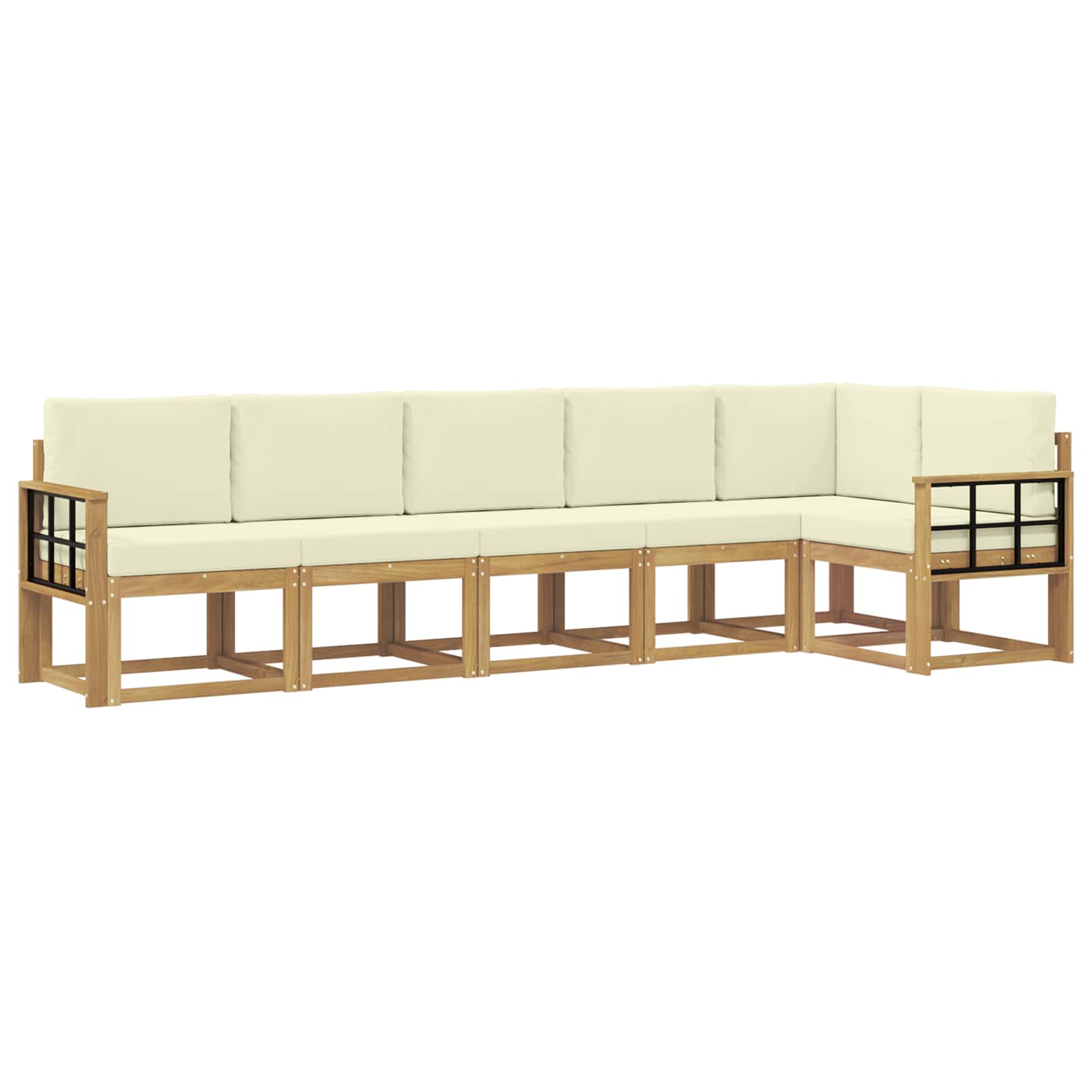 Buiten bankenset met kussen 6 pcs Wit en crèmekleurig Polyester is nu te koop bij PeponiXL, paradijselijk wonen!