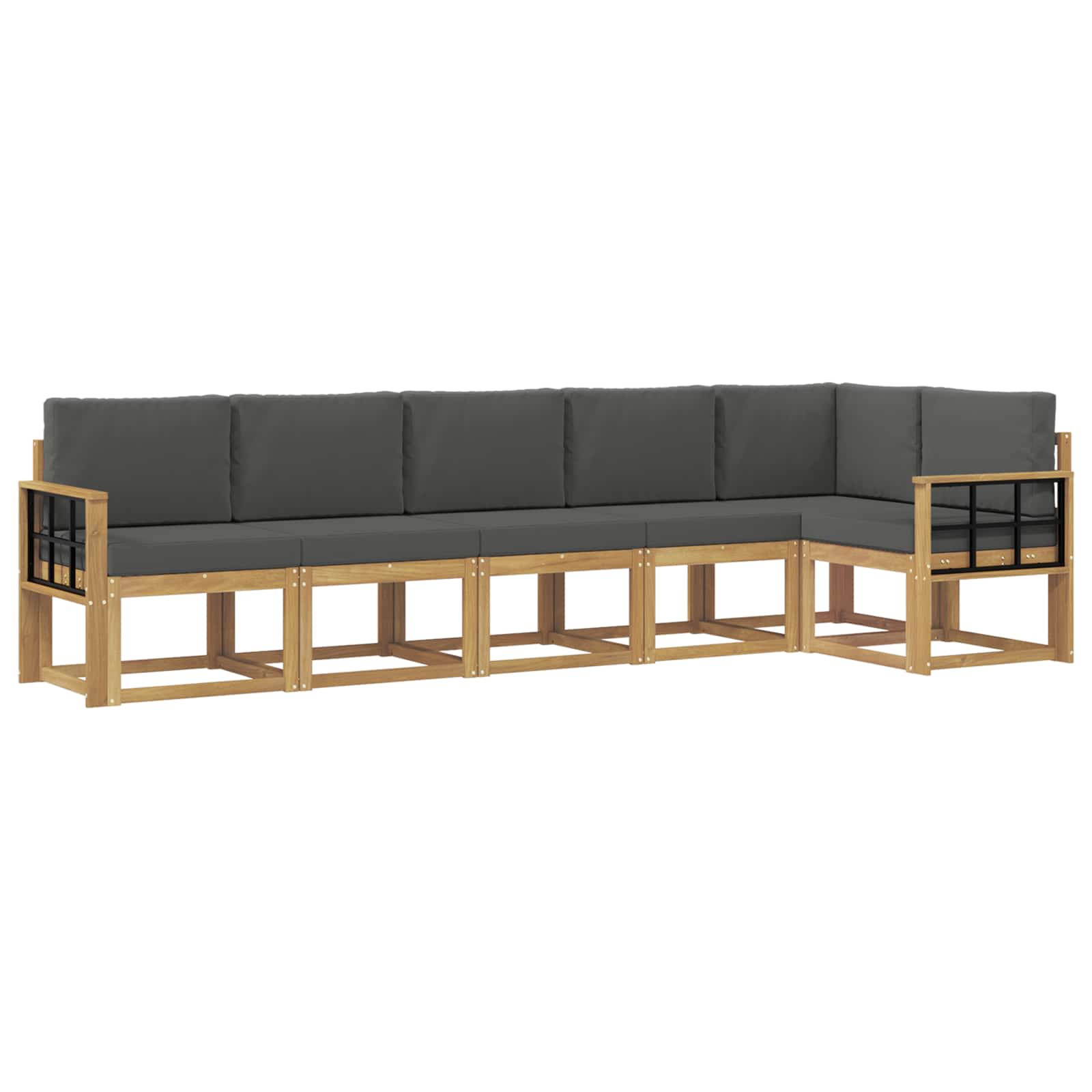 Buiten bankenset 6 pcs Wit en antracietkleurig Polyester is nu te koop bij PeponiXL, paradijselijk wonen!