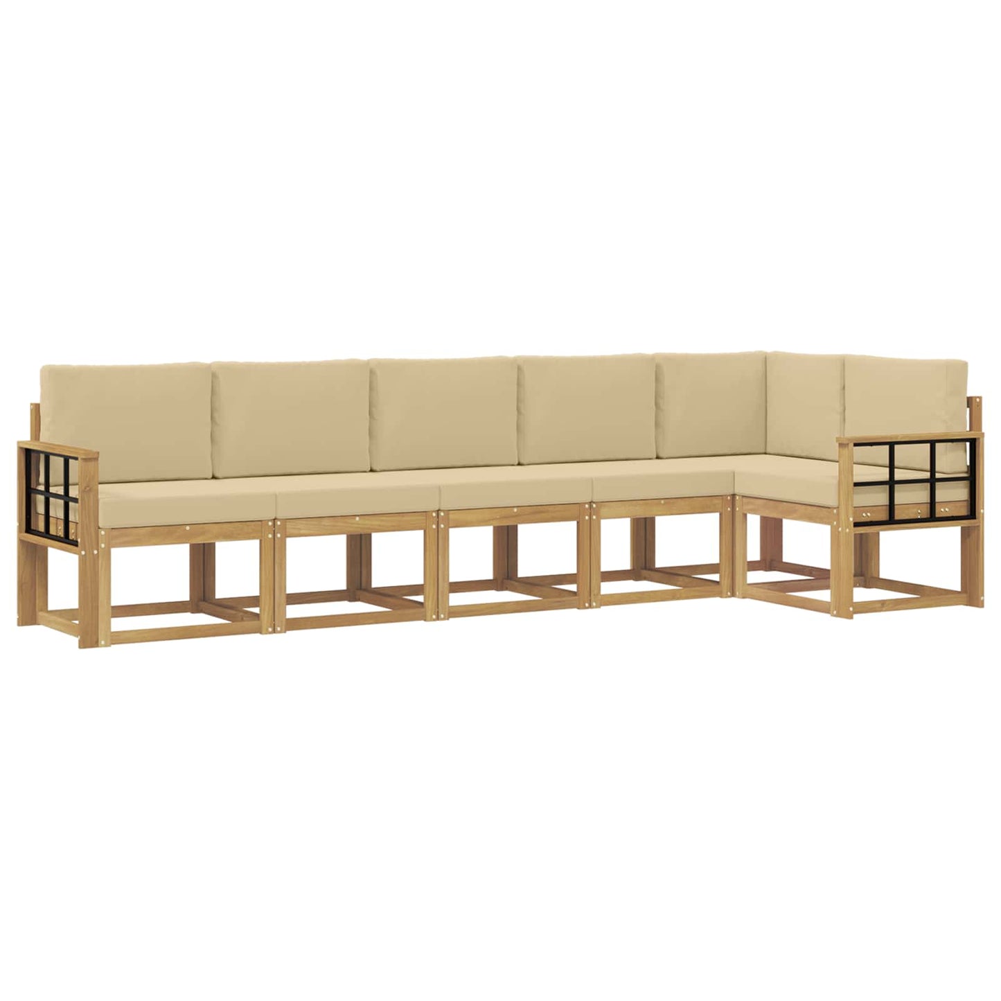 Buiten bankenset met kussen 6 pcs Wit en Beige Polyester is nu te koop bij PeponiXL, paradijselijk wonen!
