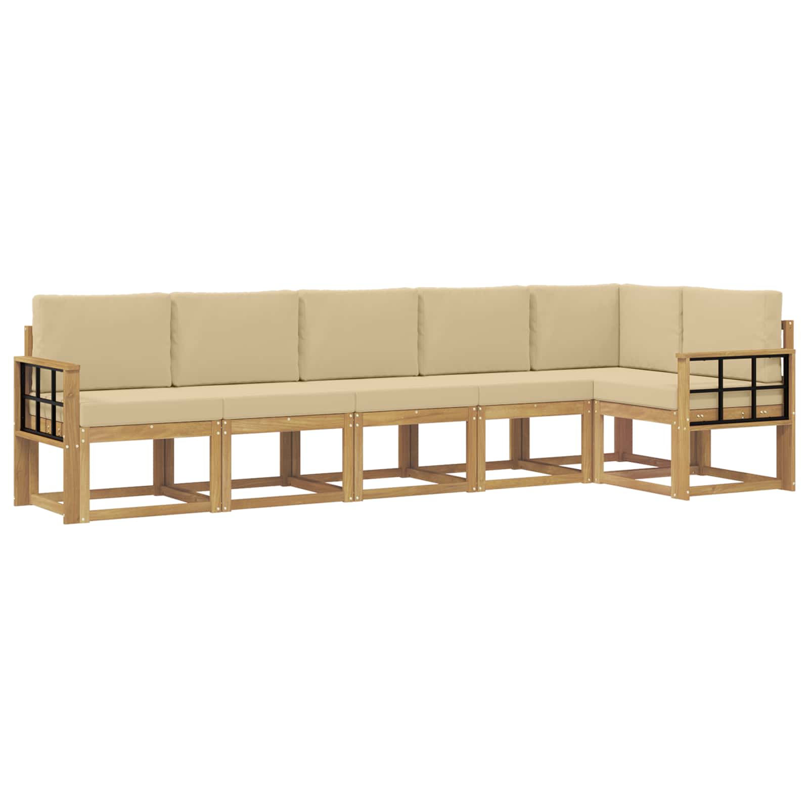 Buiten bankenset met kussen 6 pcs Wit en Beige Polyester is nu te koop bij PeponiXL, paradijselijk wonen!