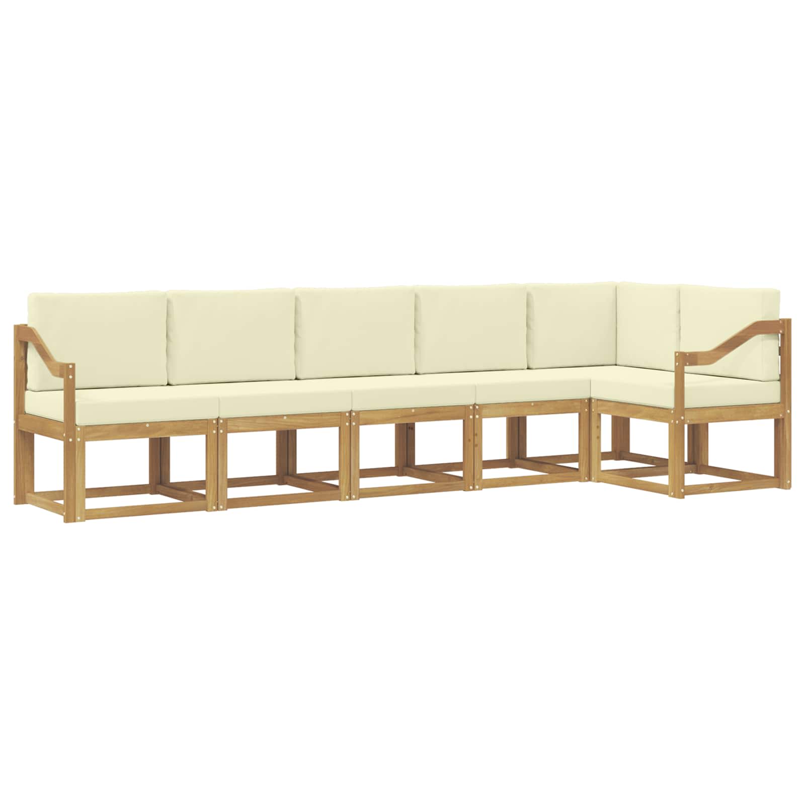 Buiten bankenset met kussen 6 pcs Wit en crèmekleurig Polyester is nu te koop bij PeponiXL, paradijselijk wonen!