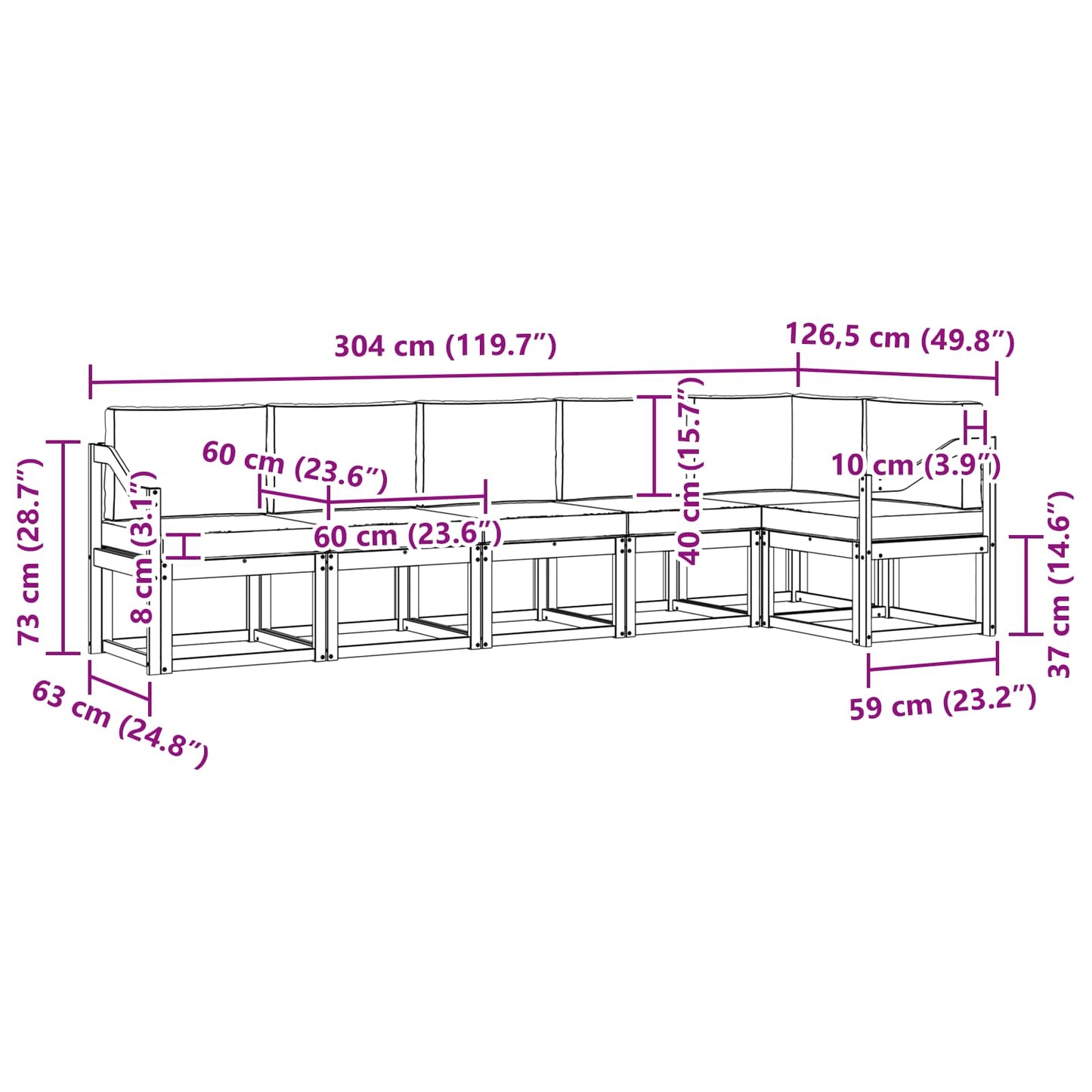 Buiten bankenset met kussen 6 pcs Wit en crèmekleurig Polyester is nu te koop bij PeponiXL, paradijselijk wonen!