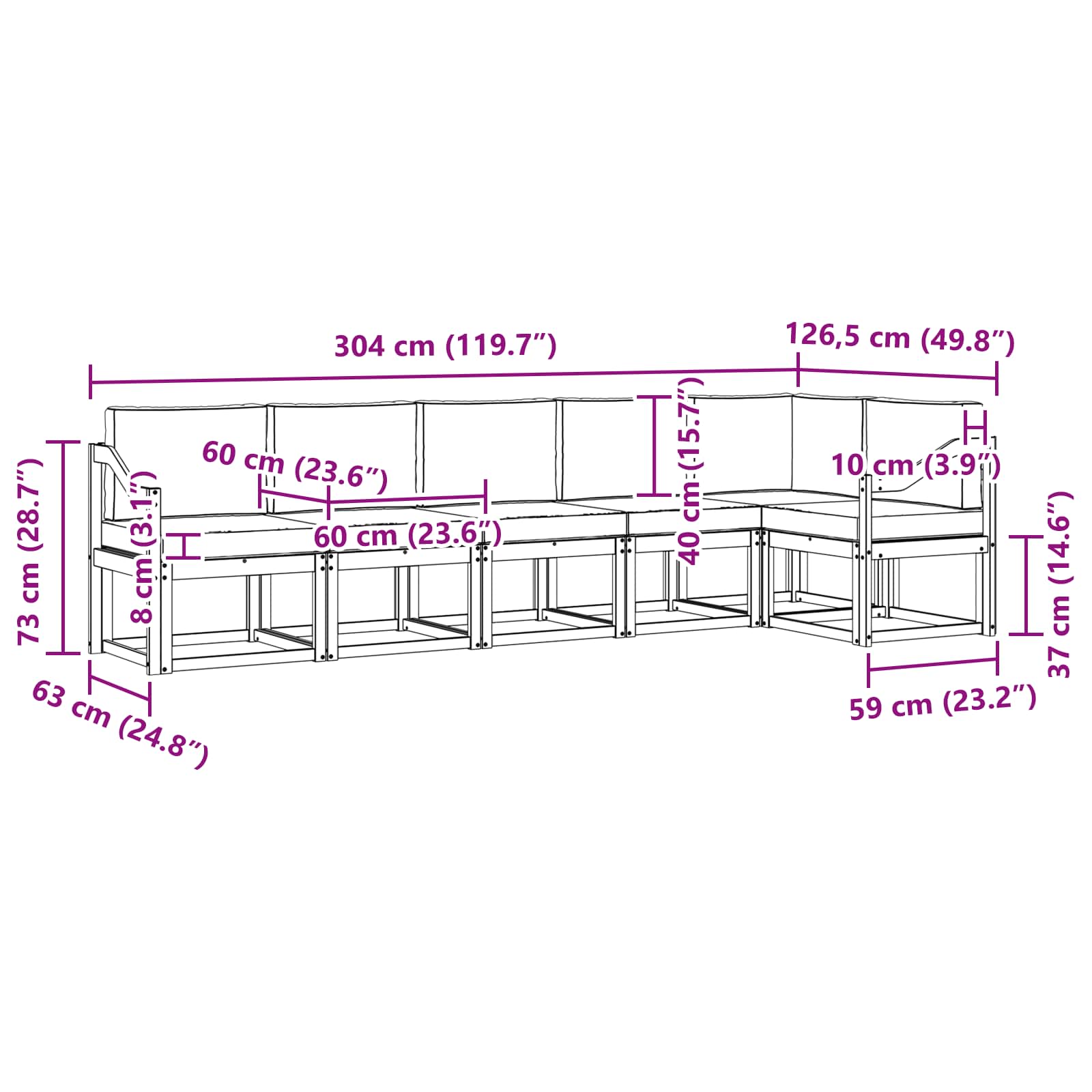 Buiten bankenset 6 pcs Wit en antracietkleurig Polyester is nu te koop bij PeponiXL, paradijselijk wonen!