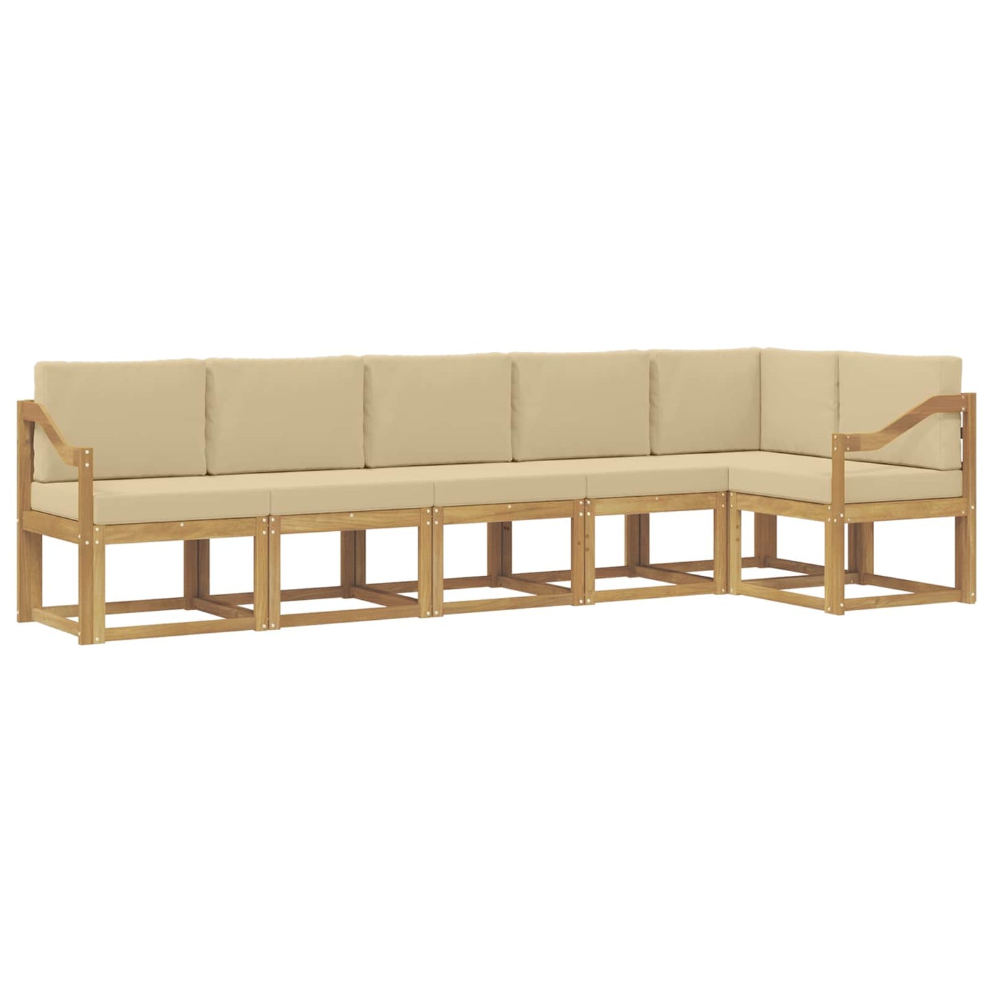 Buiten bankenset met kussen 6 pcs Wit en Beige Polyester is nu te koop bij PeponiXL, paradijselijk wonen!