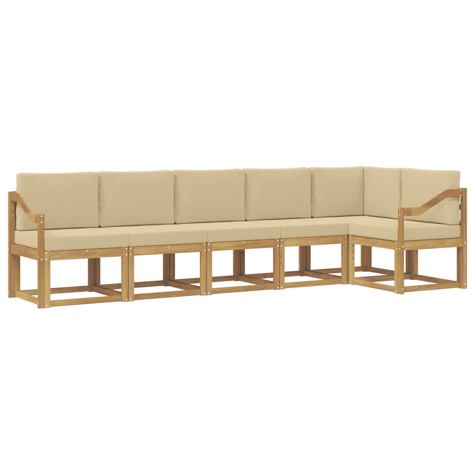 Buiten bankenset met kussen 6 pcs Wit en Beige Polyester is nu te koop bij PeponiXL, paradijselijk wonen!