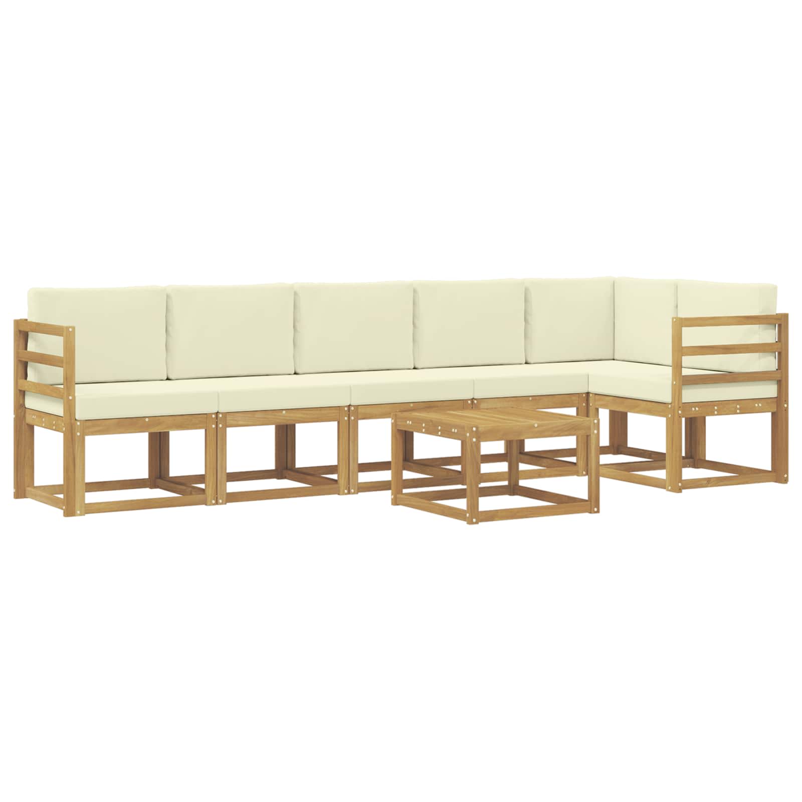 Buiten bankenset met kussen 7 pcs Wit en crèmekleurig Polyester is nu te koop bij PeponiXL, paradijselijk wonen!