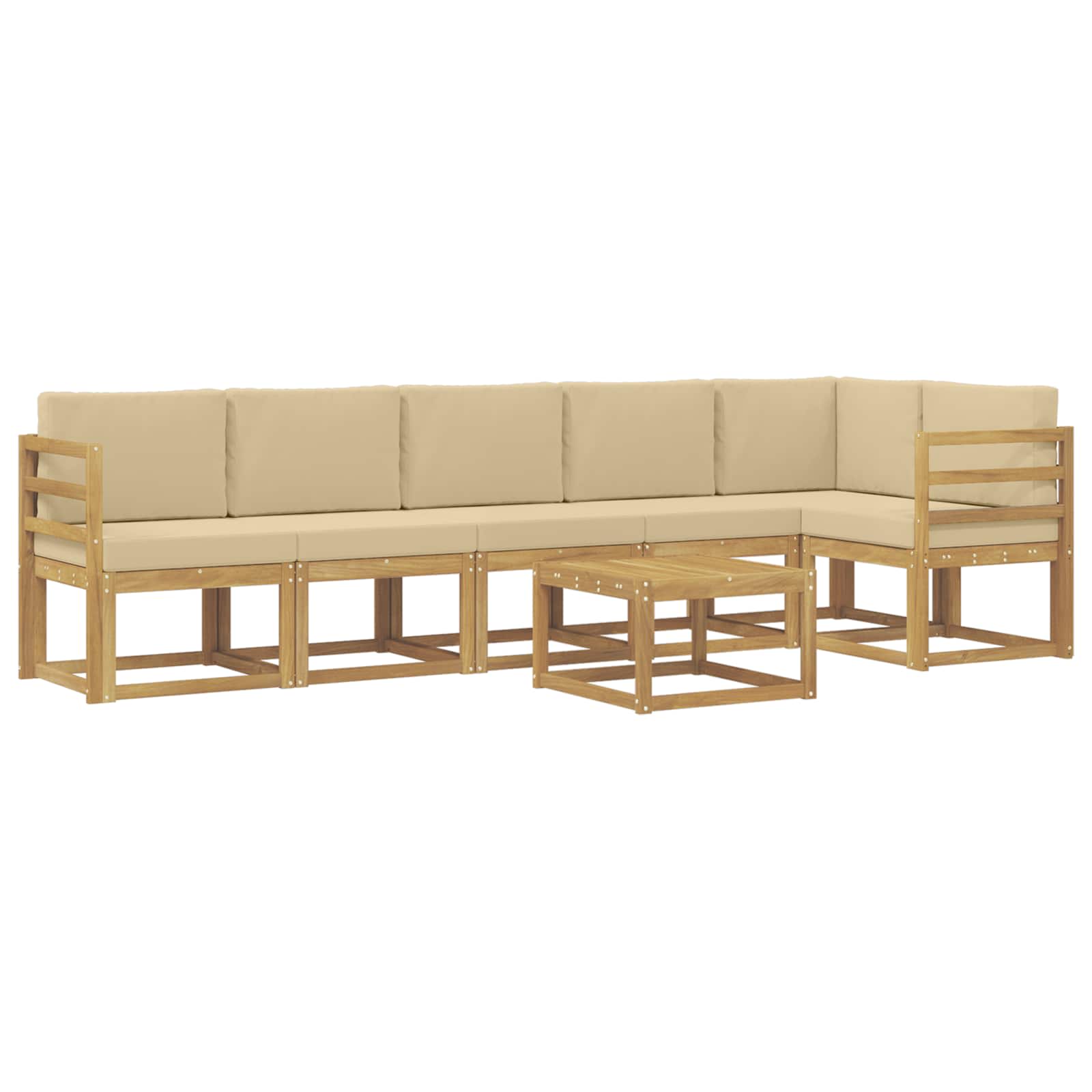Buiten bankenset met kussen 7 pcs Wit en Beige Polyester is nu te koop bij PeponiXL, paradijselijk wonen!