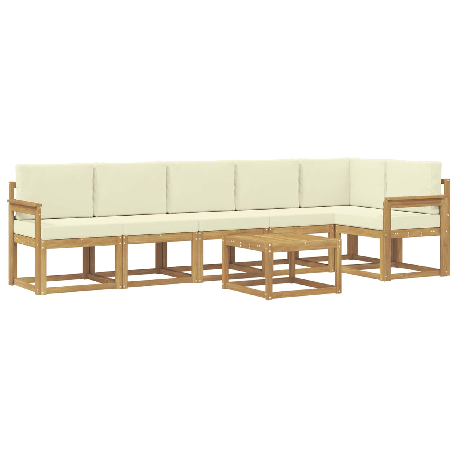 Buiten bankenset met kussen 7 pcs Wit en crèmekleurig Polyester is nu te koop bij PeponiXL, paradijselijk wonen!