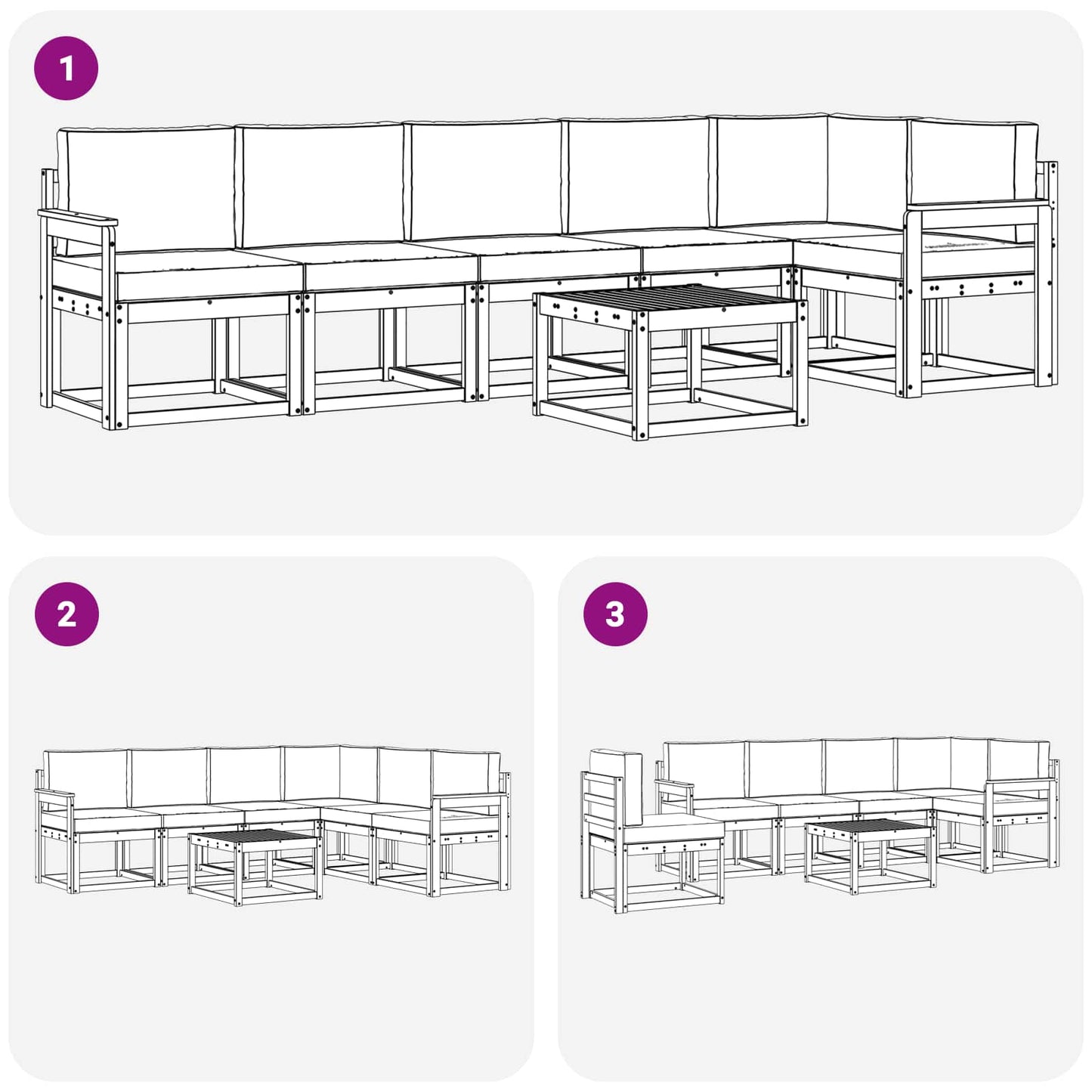 Buiten bankenset 7 pcs Wit en antracietkleurig Polyester is nu te koop bij PeponiXL, paradijselijk wonen!
