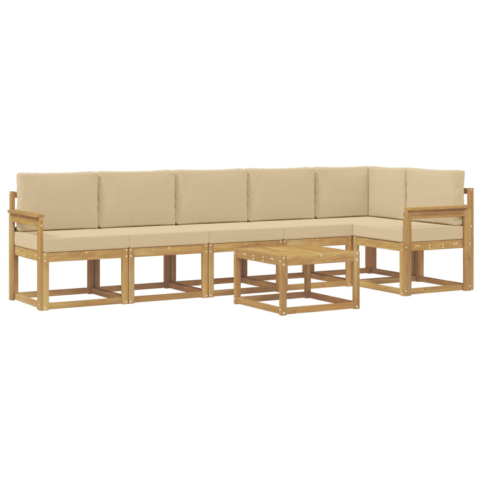 Buiten bankenset met kussen 7 pcs Wit en Beige Polyester is nu te koop bij PeponiXL, paradijselijk wonen!
