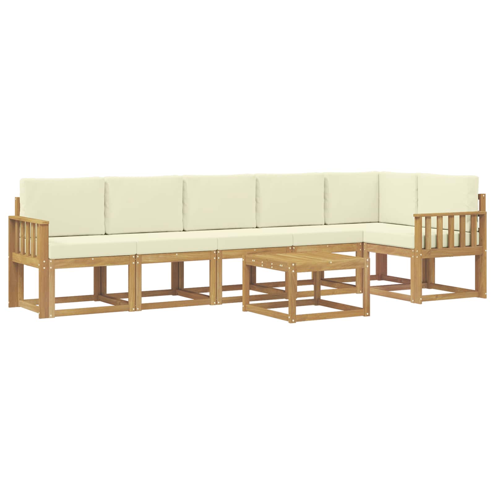 Buiten bankenset met kussen 7 pcs Wit en crèmekleurig Polyester is nu te koop bij PeponiXL, paradijselijk wonen!