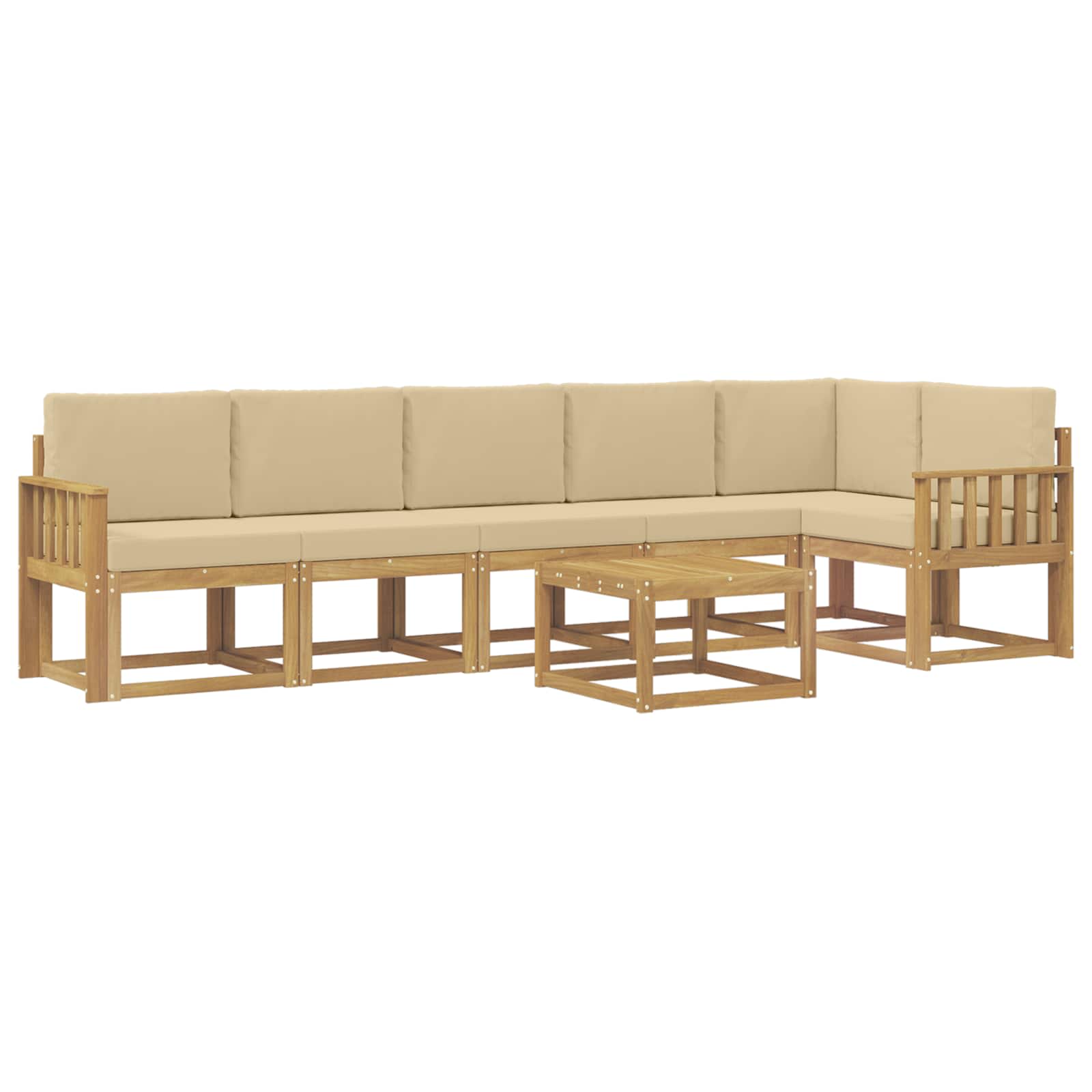 Buiten bankenset met kussen 7 pcs Wit en Beige Polyester is nu te koop bij PeponiXL, paradijselijk wonen!