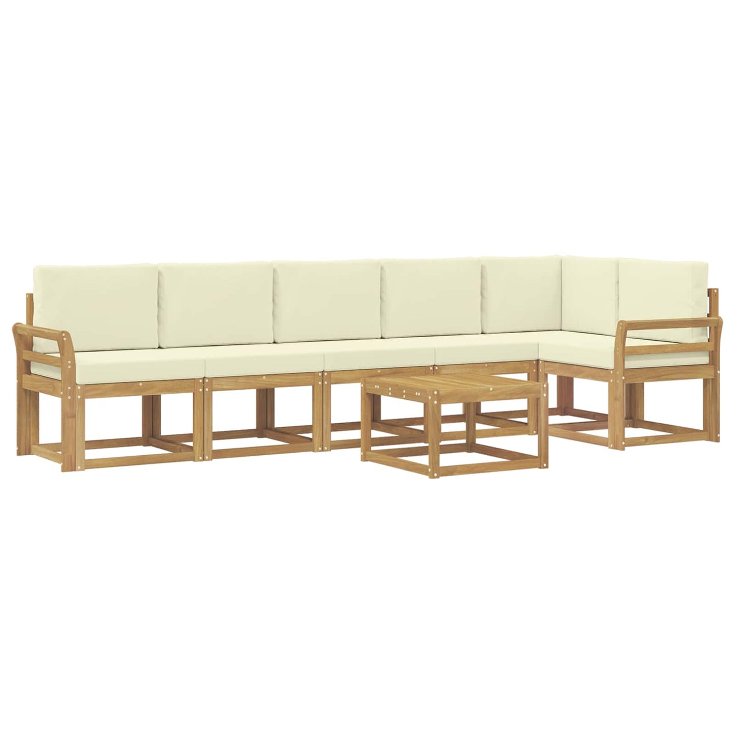 Buiten bankenset met kussen 7 pcs Wit en crèmekleurig Polyester is nu te koop bij PeponiXL, paradijselijk wonen!