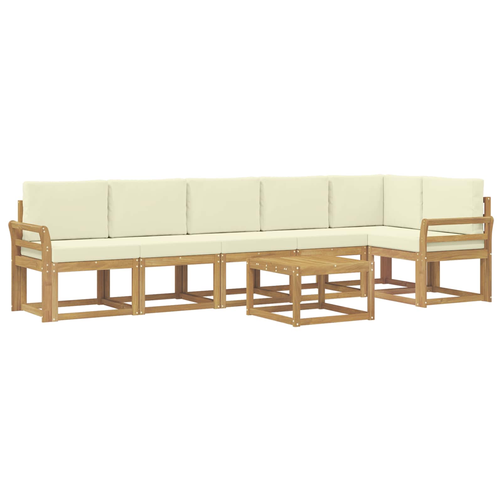 Buiten bankenset met kussen 7 pcs Wit en crèmekleurig Polyester is nu te koop bij PeponiXL, paradijselijk wonen!