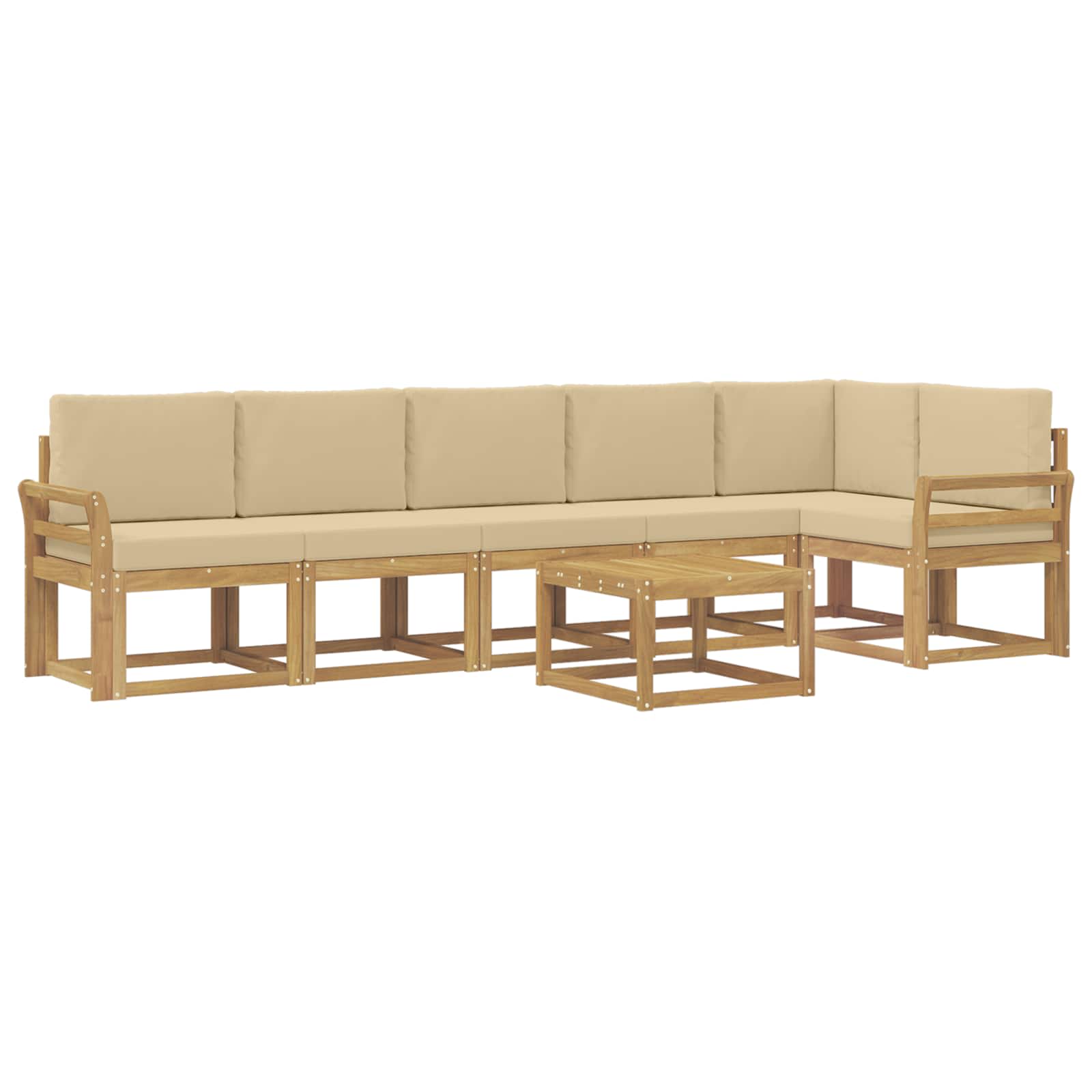 Buiten bankenset met kussen 7 pcs Wit en Beige Polyester is nu te koop bij PeponiXL, paradijselijk wonen!