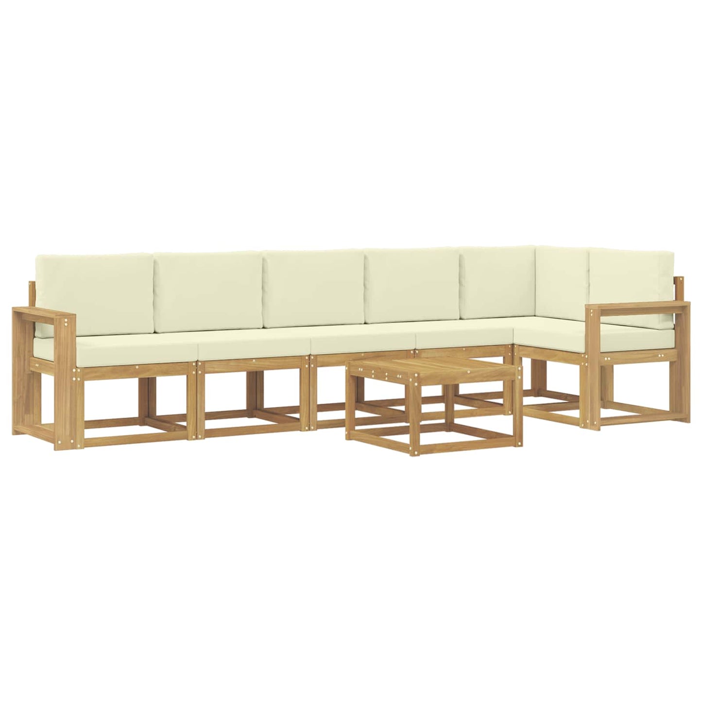 Buiten bankenset met kussen 7 pcs Wit en crèmekleurig Polyester is nu te koop bij PeponiXL, paradijselijk wonen!