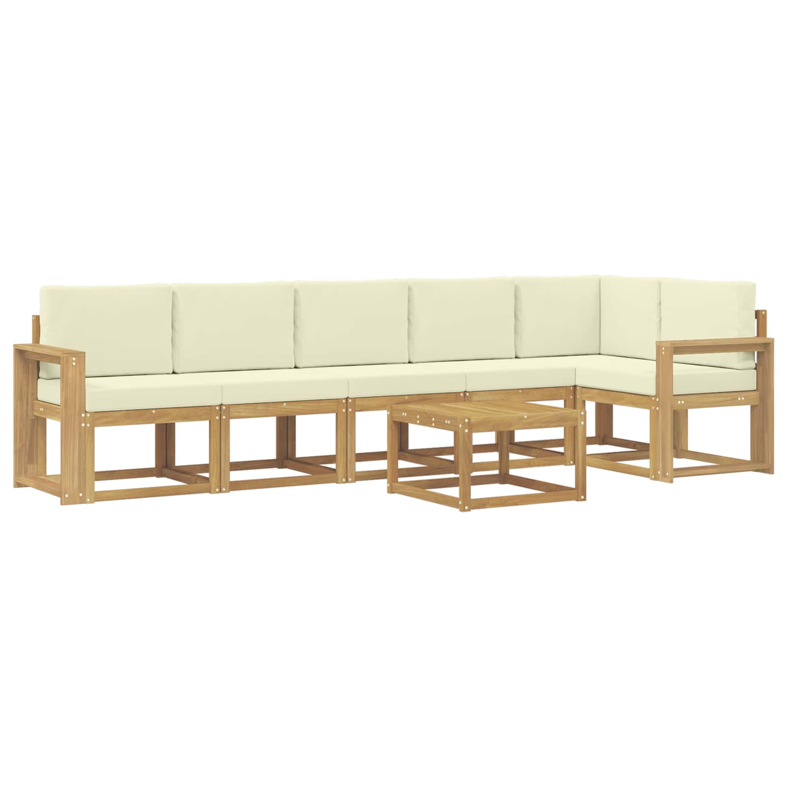 Buiten bankenset met kussen 7 pcs Wit en crèmekleurig Polyester is nu te koop bij PeponiXL, paradijselijk wonen!