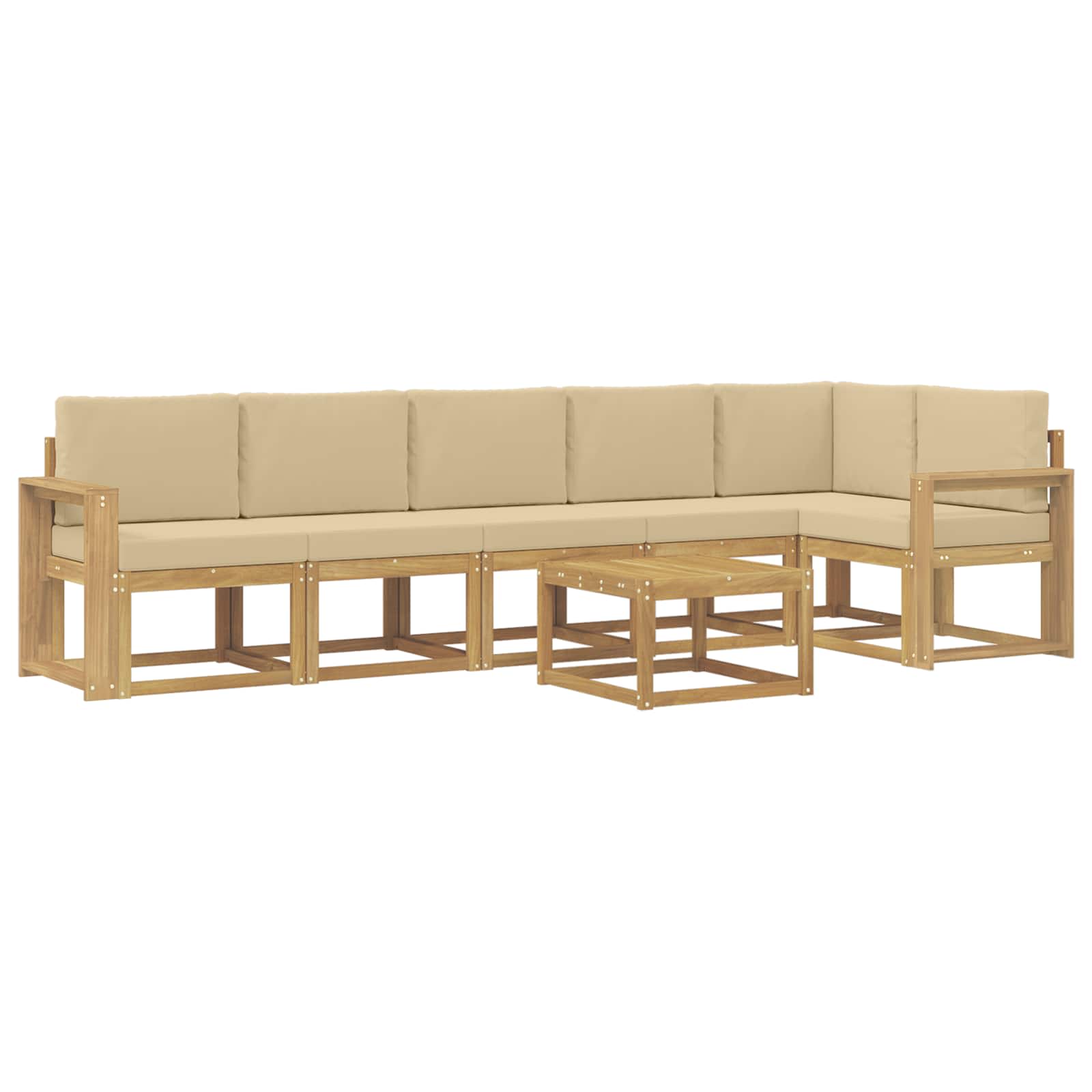 Buiten bankenset met kussen 7 pcs Wit en Beige Polyester is nu te koop bij PeponiXL, paradijselijk wonen!