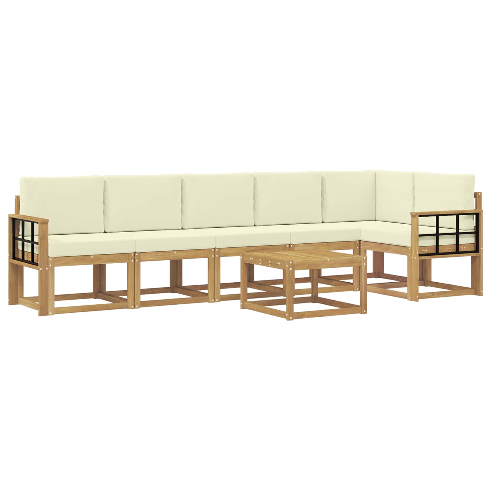 Buiten bankenset met kussen 7 pcs Wit en crèmekleurig Polyester is nu te koop bij PeponiXL, paradijselijk wonen!