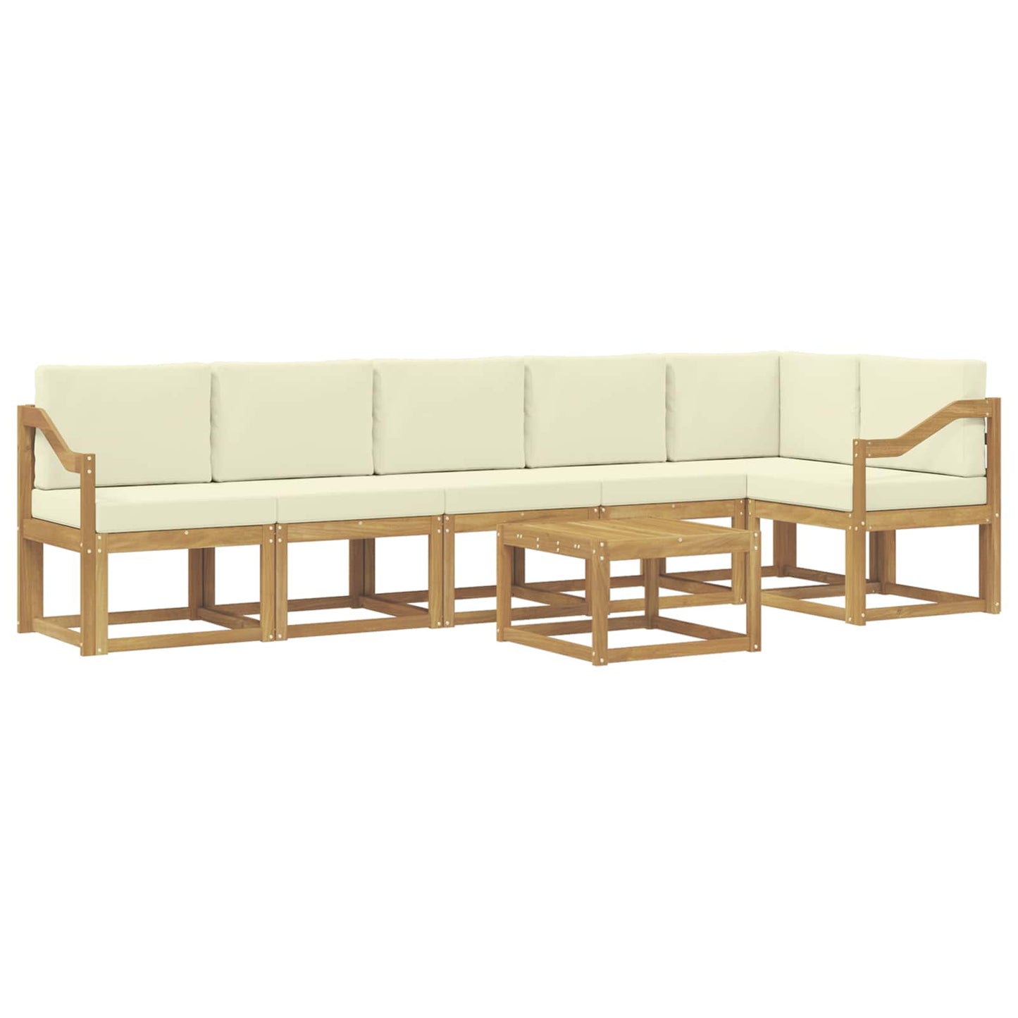 Buiten bankenset met kussen 7 pcs Wit en crèmekleurig Polyester is nu te koop bij PeponiXL, paradijselijk wonen!