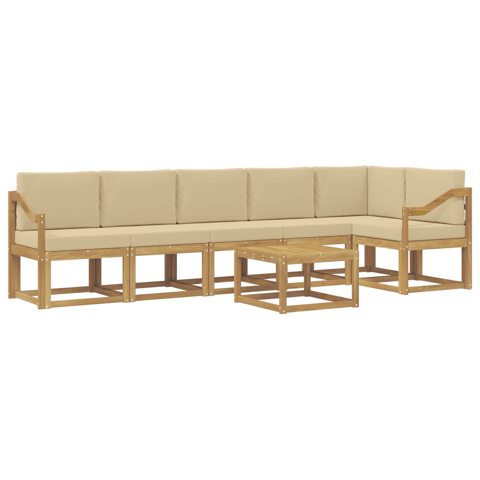 Buiten bankenset met kussen 7 pcs Wit en Beige Polyester is nu te koop bij PeponiXL, paradijselijk wonen!