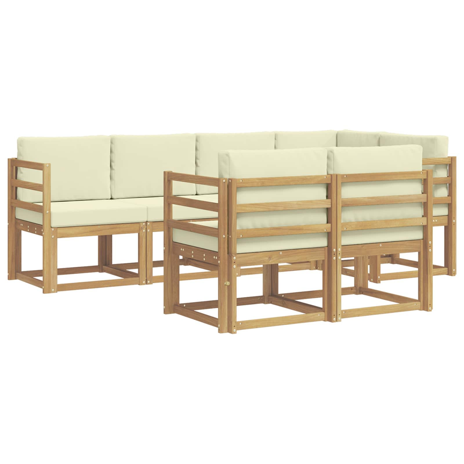 Buiten bankenset met kussen 7 pcs Wit en crèmekleurig Polyester is nu te koop bij PeponiXL, paradijselijk wonen!