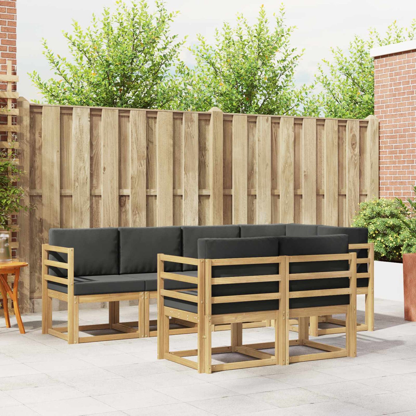 Buiten bankenset 7 pcs Wit en antracietkleurig Polyester is nu te koop bij PeponiXL, paradijselijk wonen!