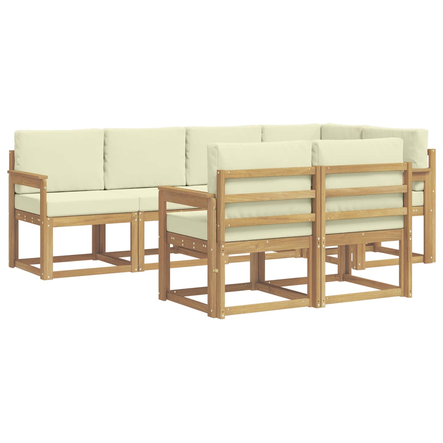 Buiten bankenset met kussen 7 pcs Wit en crèmekleurig Polyester is nu te koop bij PeponiXL, paradijselijk wonen!