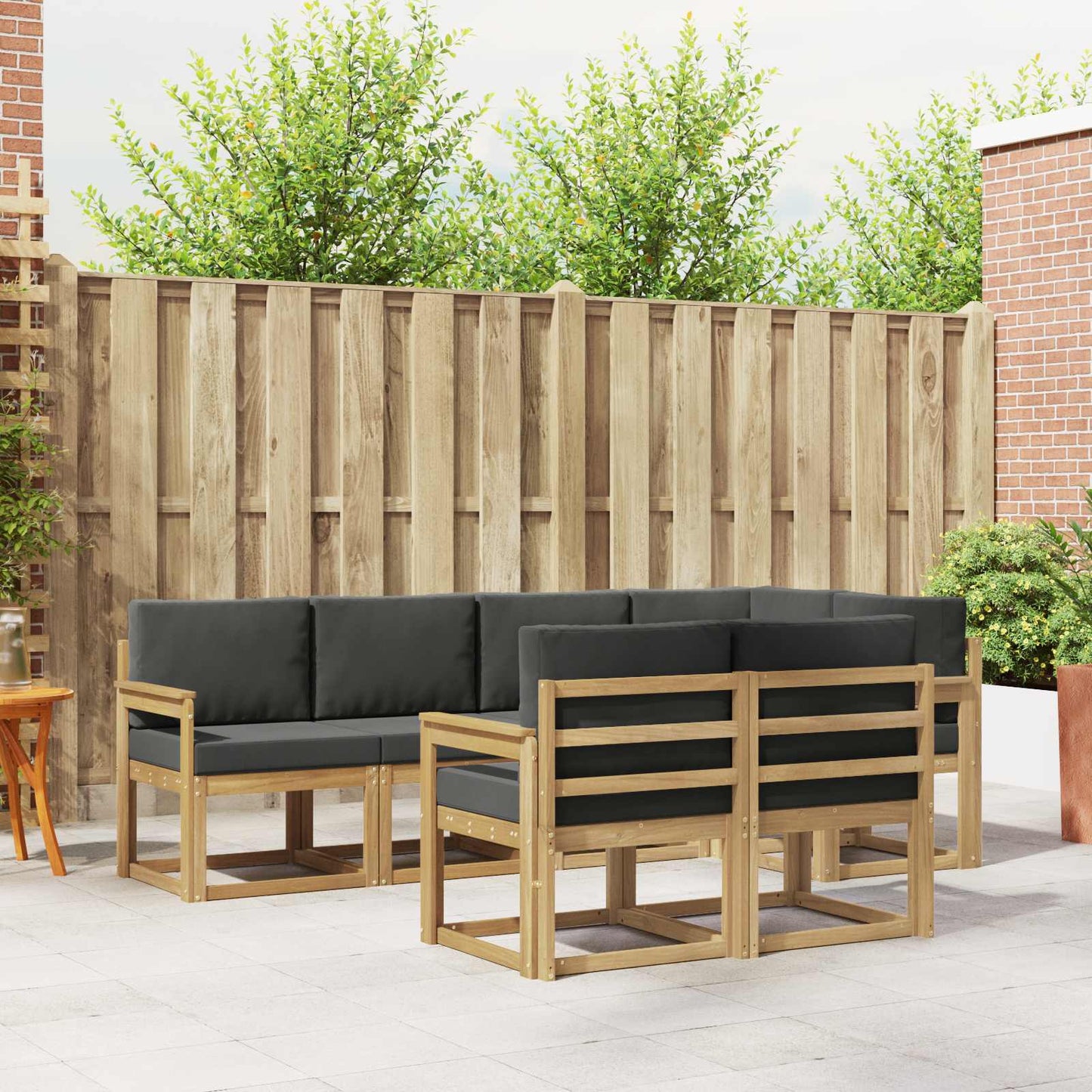 Buiten bankenset 7 pcs Wit en antracietkleurig Polyester is nu te koop bij PeponiXL, paradijselijk wonen!