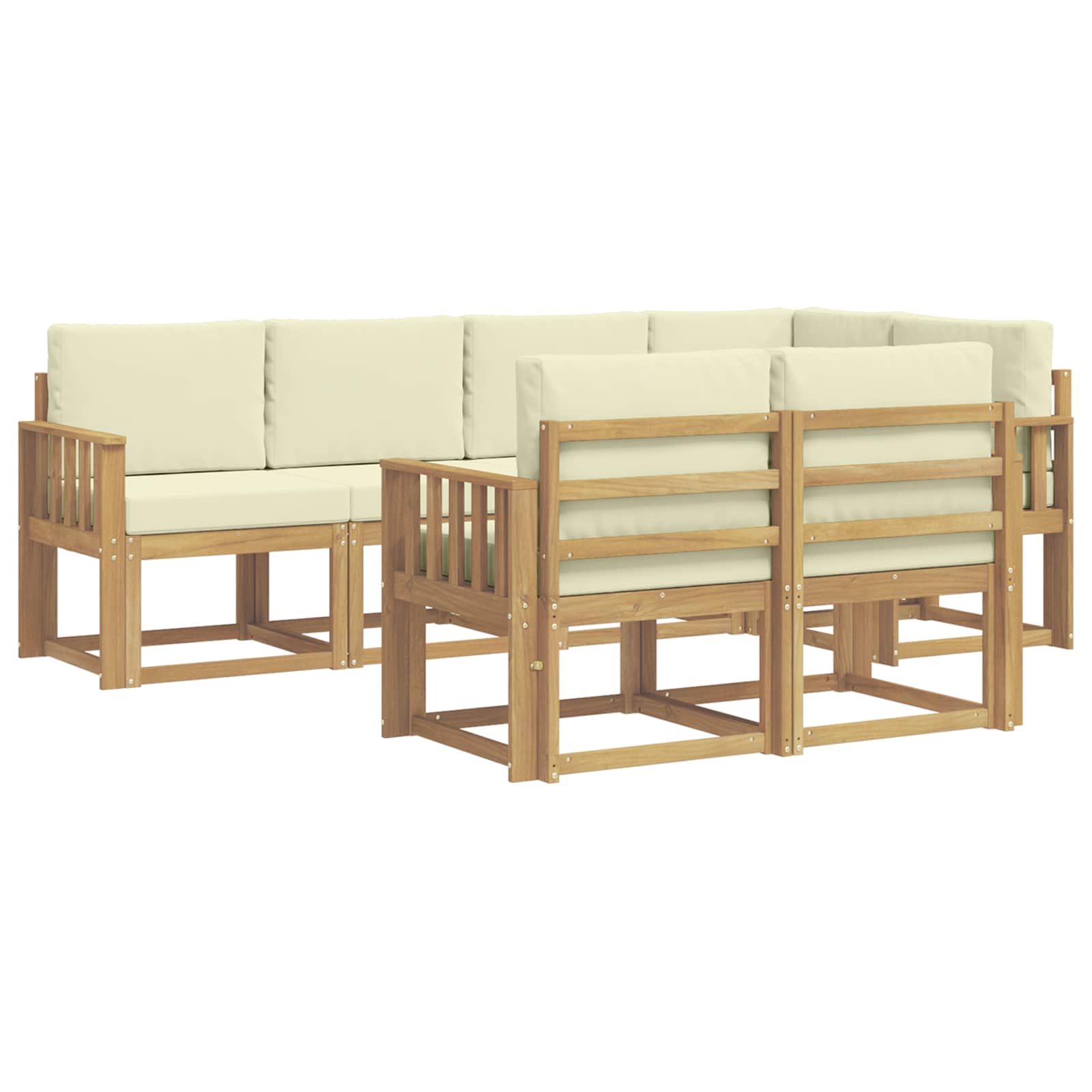 Buiten bankenset met kussen 7 pcs Wit en crèmekleurig Polyester is nu te koop bij PeponiXL, paradijselijk wonen!