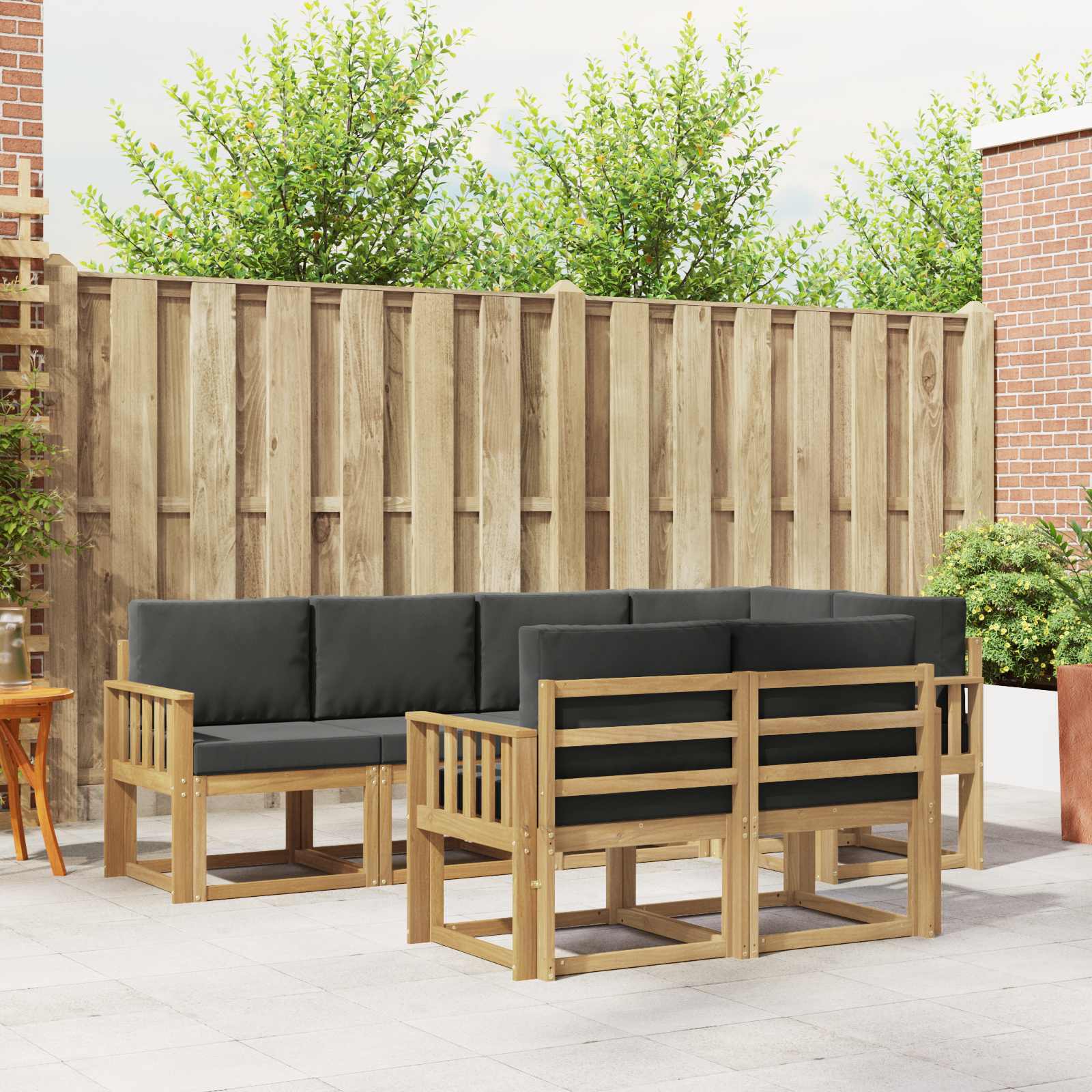 Buiten bankenset 7 pcs Wit en antracietkleurig Polyester is nu te koop bij PeponiXL, paradijselijk wonen!