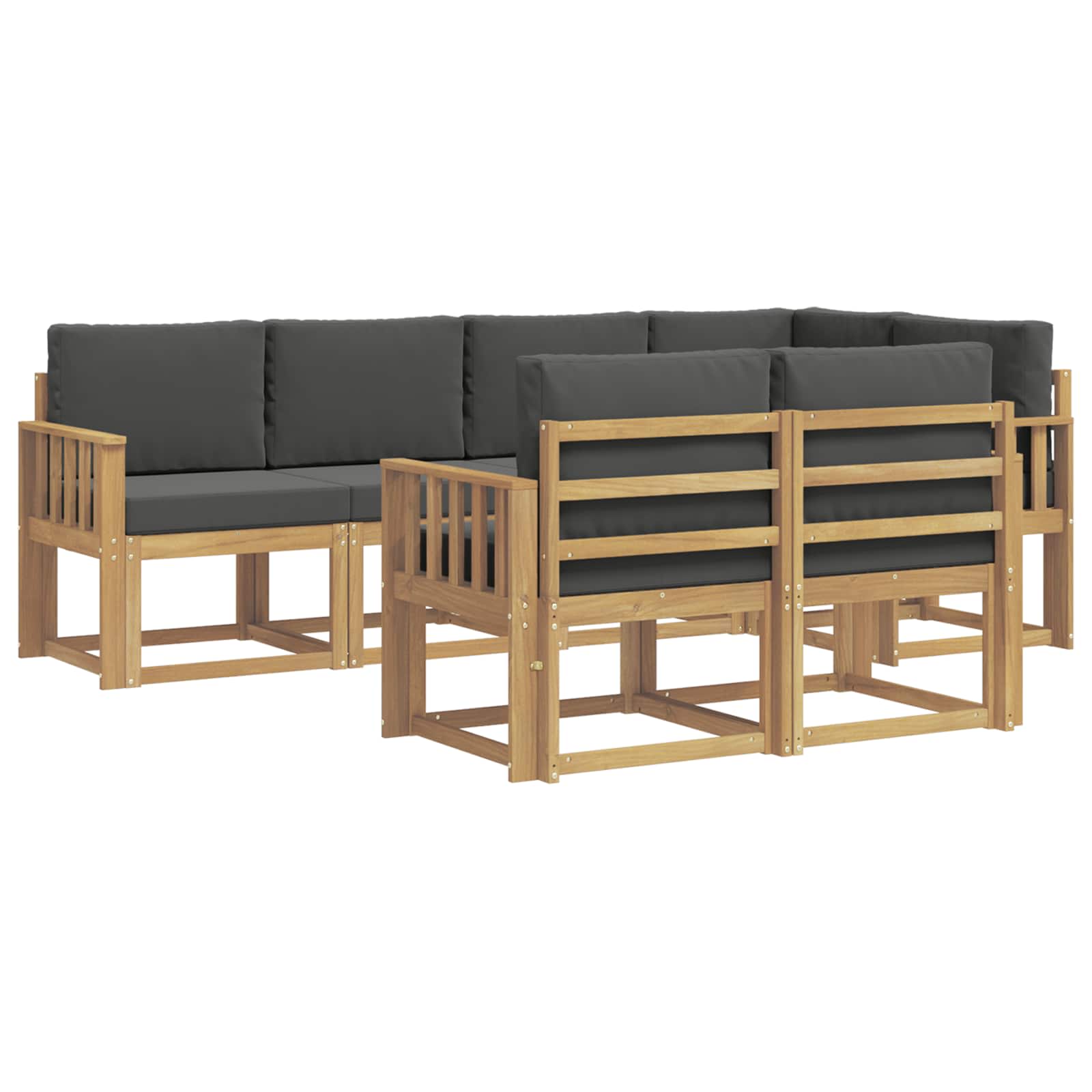 Buiten bankenset 7 pcs Wit en antracietkleurig Polyester is nu te koop bij PeponiXL, paradijselijk wonen!