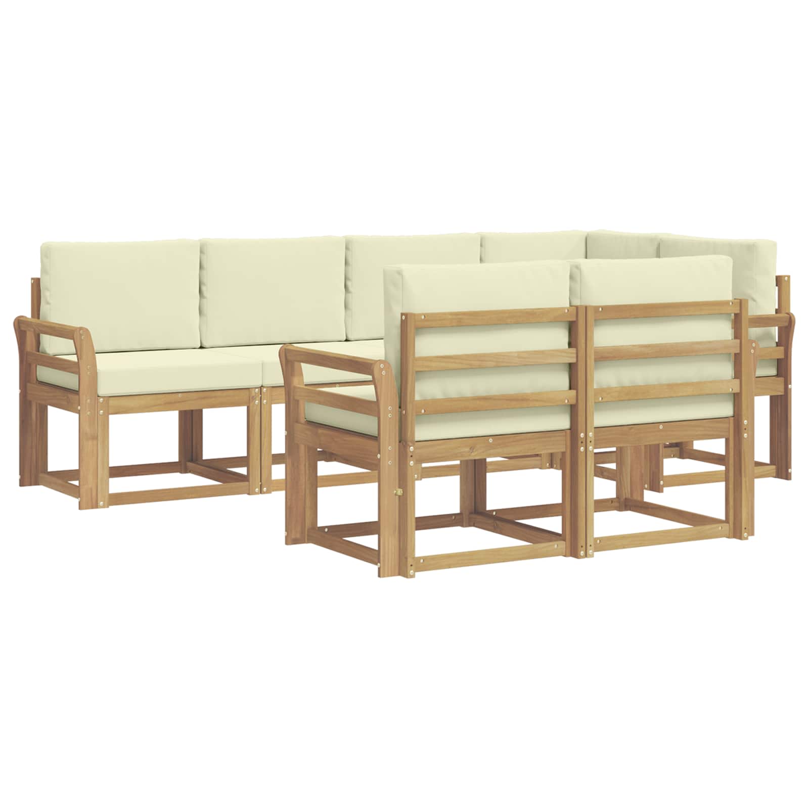 Buiten bankenset met kussen 7 pcs Wit en crèmekleurig Polyester is nu te koop bij PeponiXL, paradijselijk wonen!