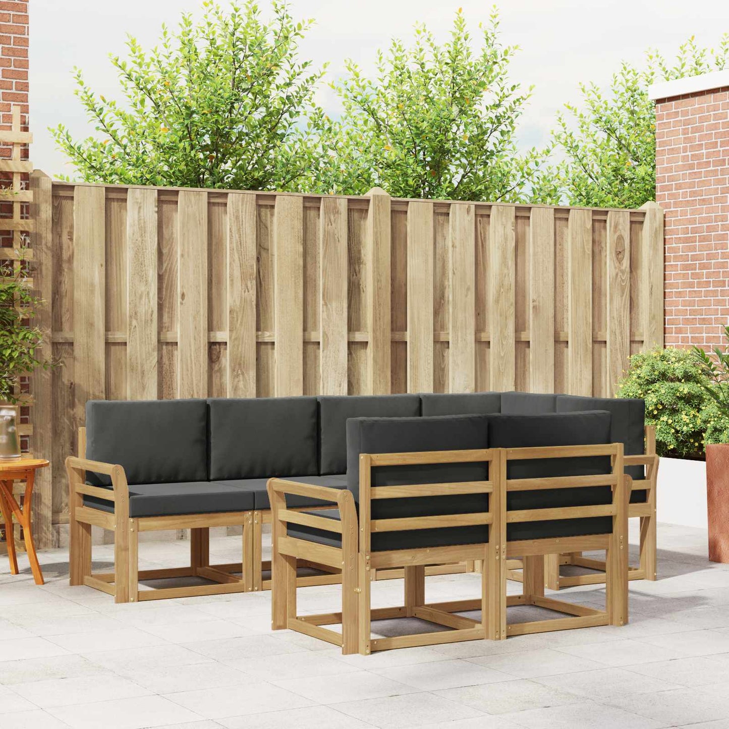 Buiten bankenset 7 pcs Wit en antracietkleurig Polyester is nu te koop bij PeponiXL, paradijselijk wonen!
