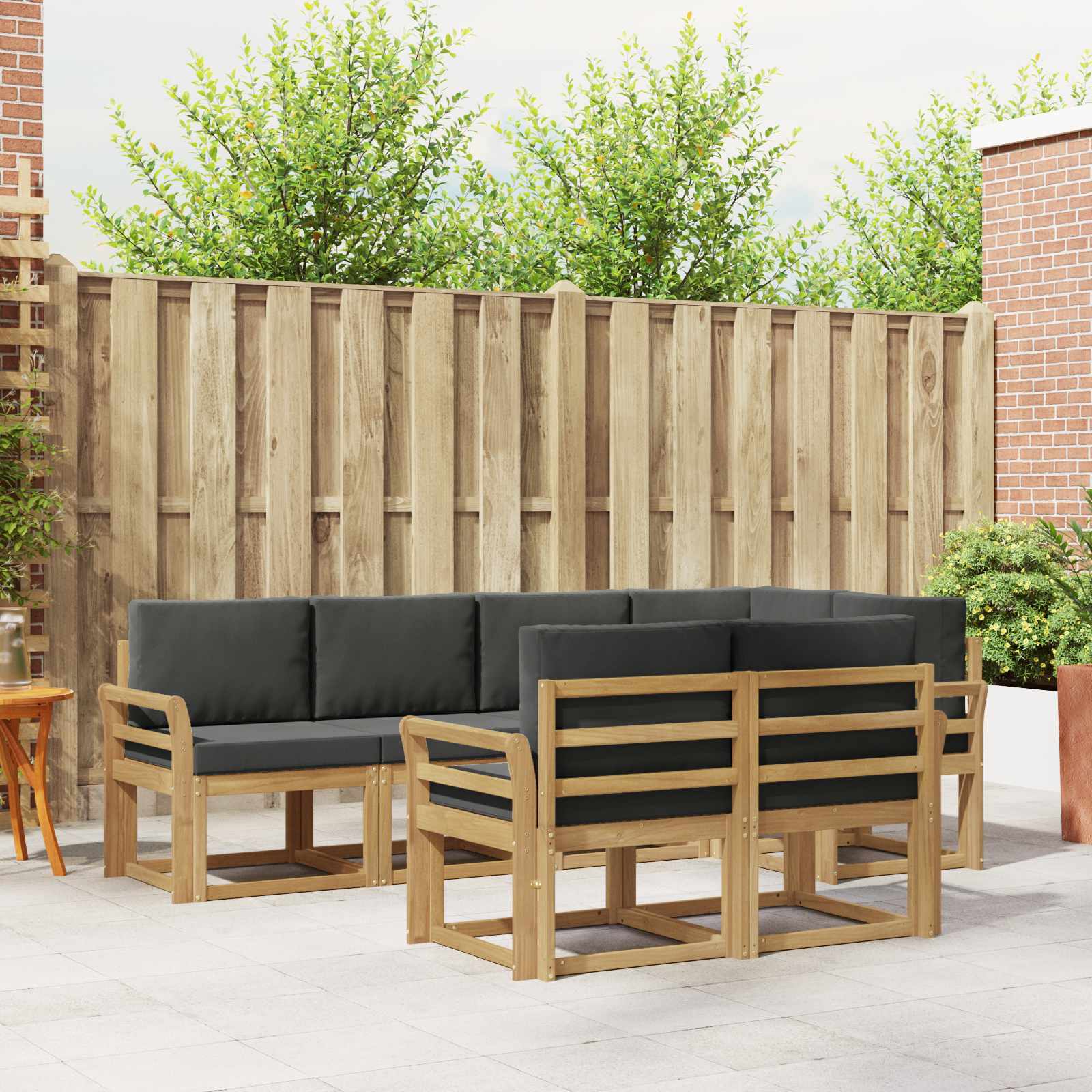 Buiten bankenset 7 pcs Wit en antracietkleurig Polyester is nu te koop bij PeponiXL, paradijselijk wonen!