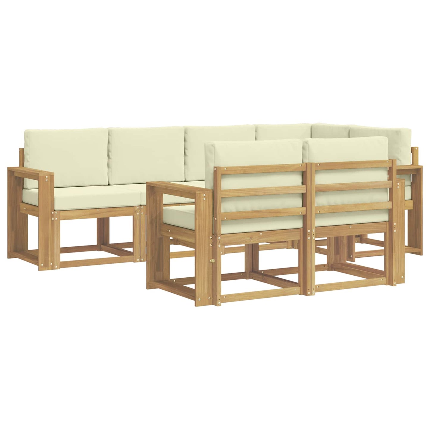 Buiten bankenset met kussen 7 pcs Wit en crèmekleurig Polyester is nu te koop bij PeponiXL, paradijselijk wonen!