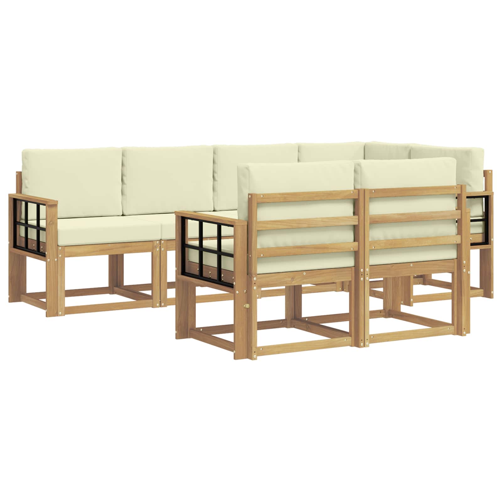 Buiten bankenset met kussen 7 pcs Wit en crèmekleurig Polyester is nu te koop bij PeponiXL, paradijselijk wonen!