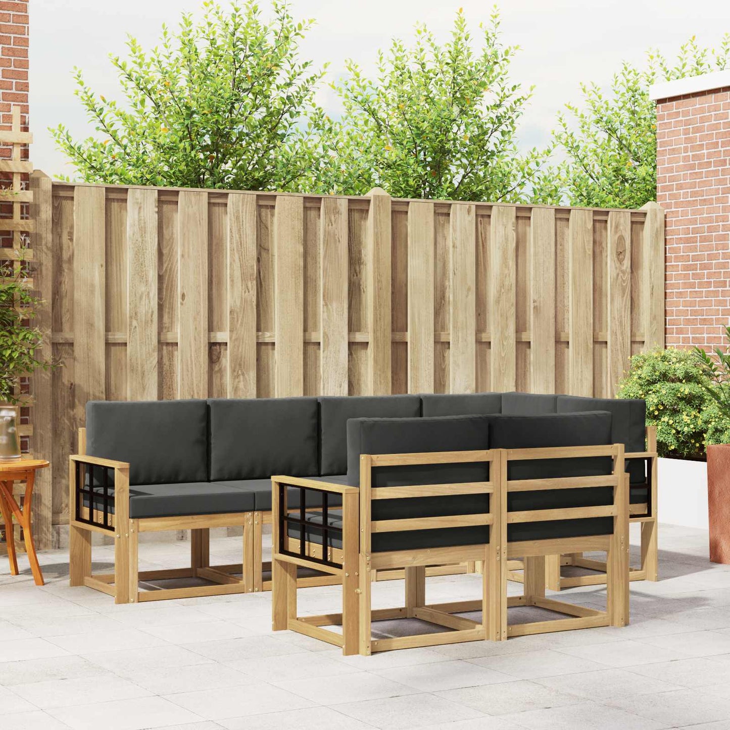 Buiten bankenset 7 pcs Wit en antracietkleurig Polyester is nu te koop bij PeponiXL, paradijselijk wonen!
