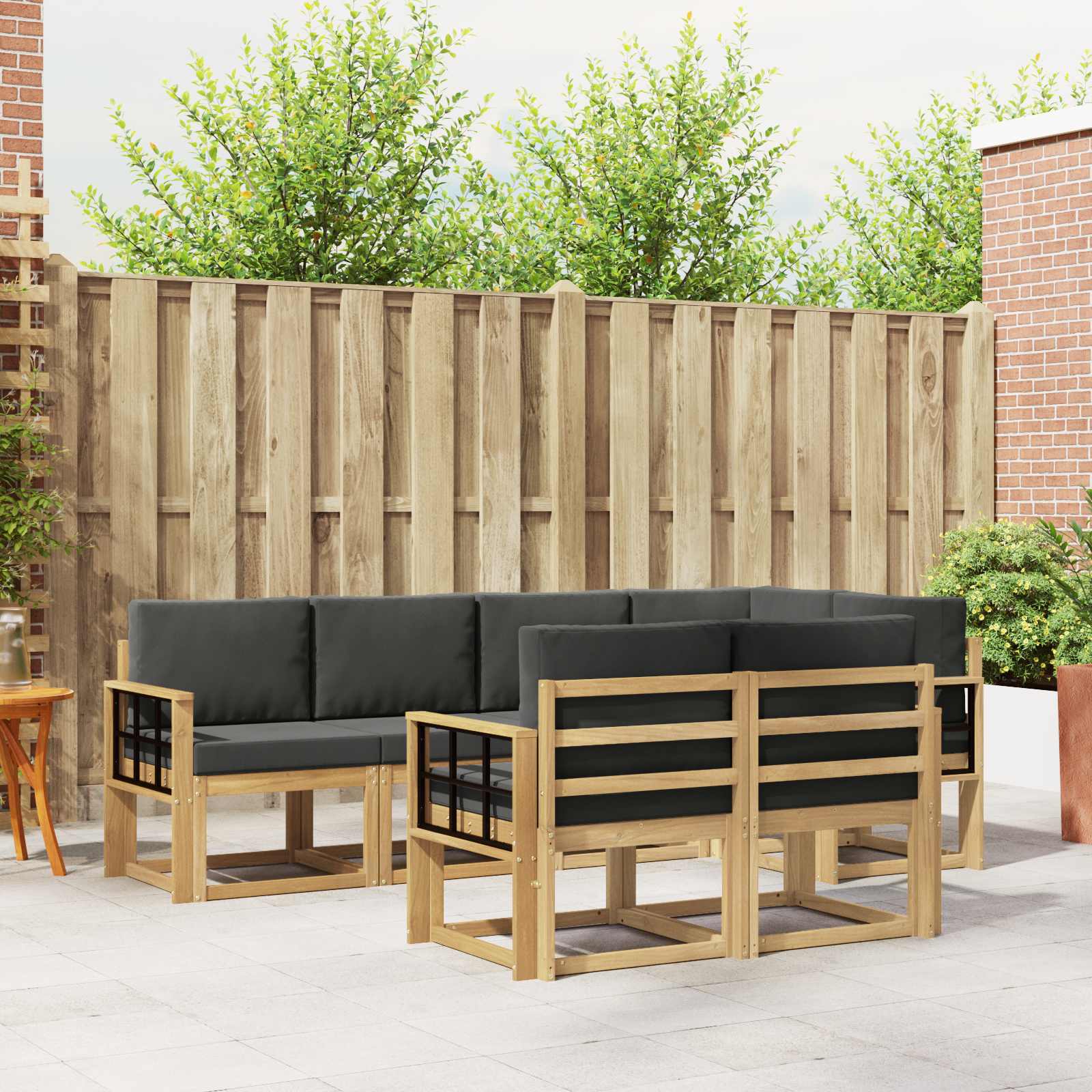 Buiten bankenset 7 pcs Wit en antracietkleurig Polyester is nu te koop bij PeponiXL, paradijselijk wonen!