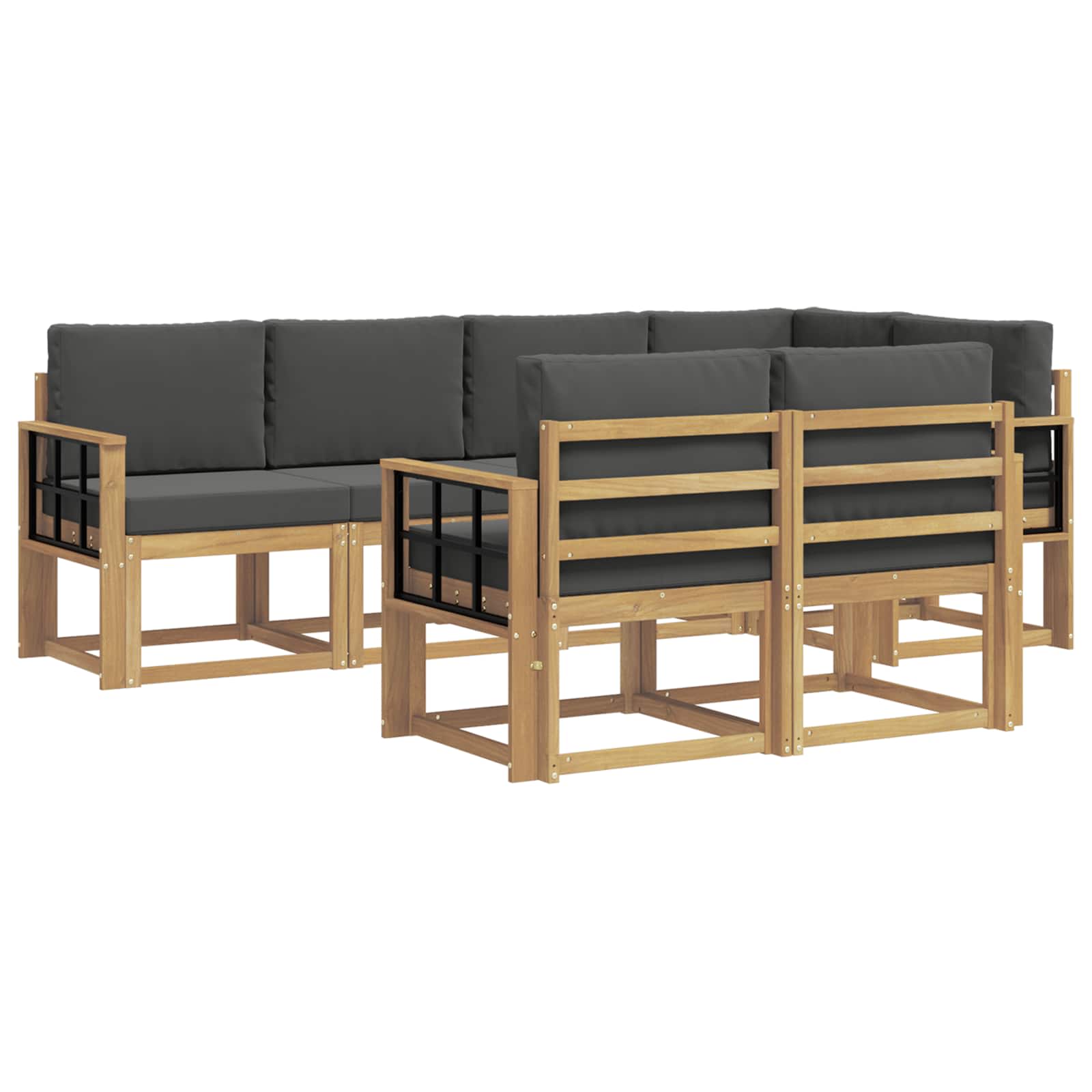 Buiten bankenset 7 pcs Wit en antracietkleurig Polyester is nu te koop bij PeponiXL, paradijselijk wonen!