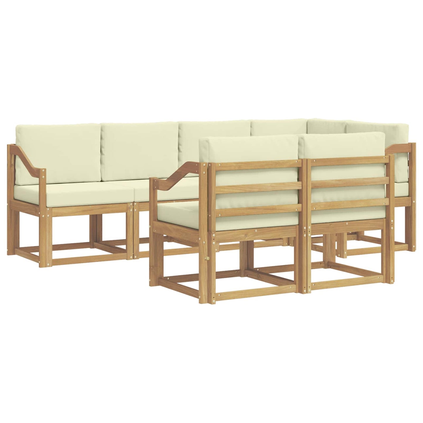Buiten bankenset met kussen 7 pcs Wit en crèmekleurig Polyester is nu te koop bij PeponiXL, paradijselijk wonen!