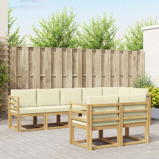 Buiten bankenset met kussen 8 pcs Wit en crèmekleurig Polyester is nu te koop bij PeponiXL, paradijselijk wonen!