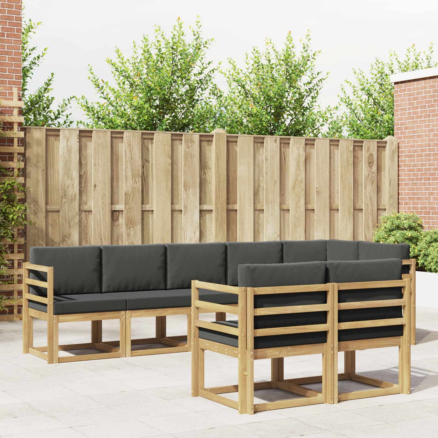Buiten bankenset 8 pcs Wit en antracietkleurig Polyester is nu te koop bij PeponiXL, paradijselijk wonen!