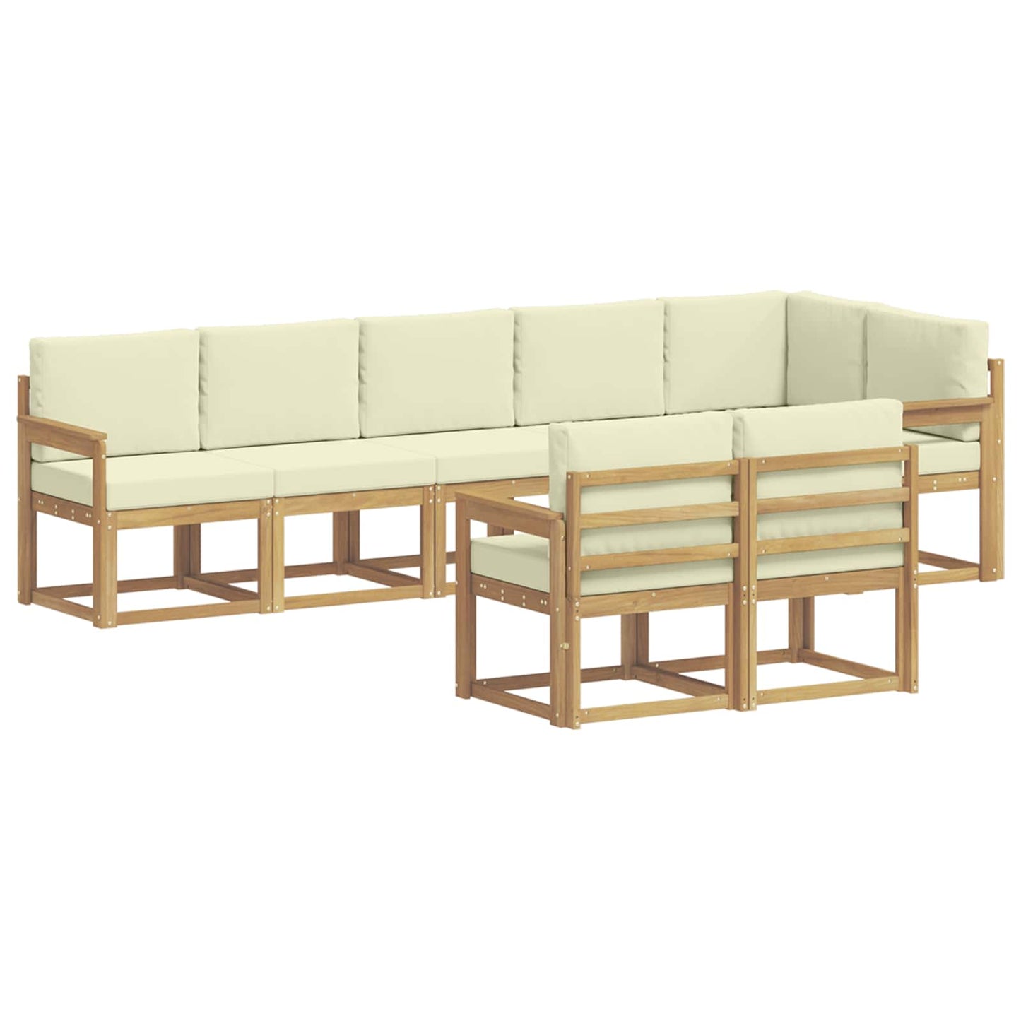Buiten bankenset met kussen 8 pcs Wit en crèmekleurig Polyester is nu te koop bij PeponiXL, paradijselijk wonen!