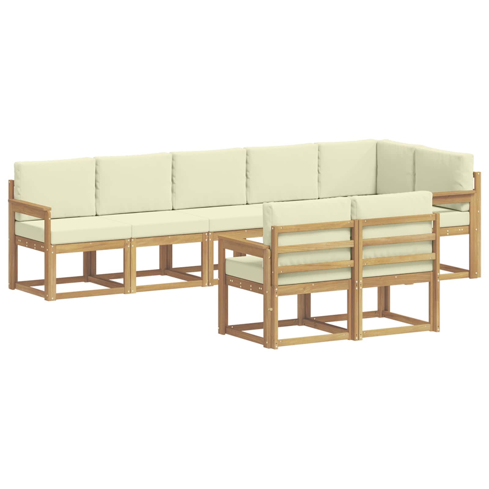 Buiten bankenset met kussen 8 pcs Wit en crèmekleurig Polyester is nu te koop bij PeponiXL, paradijselijk wonen!