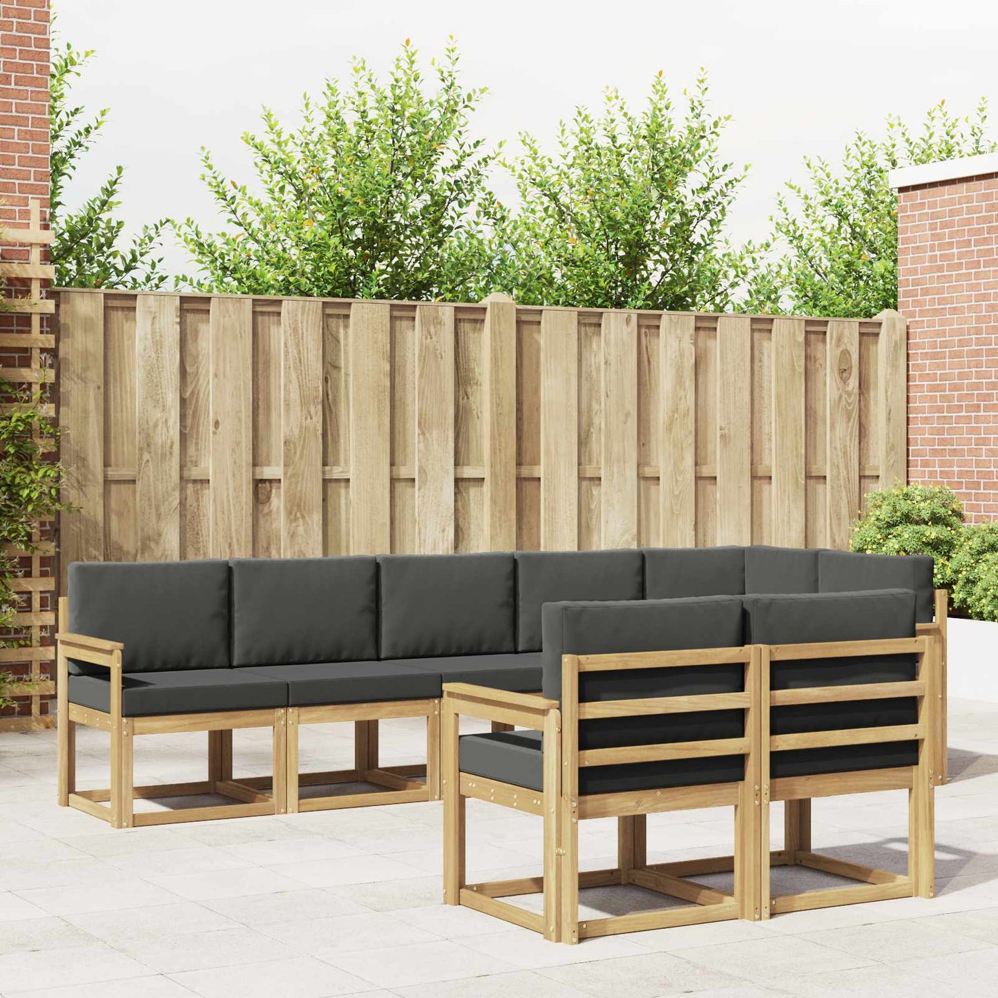 Buiten bankenset 8 pcs Wit en antracietkleurig Polyester is nu te koop bij PeponiXL, paradijselijk wonen!