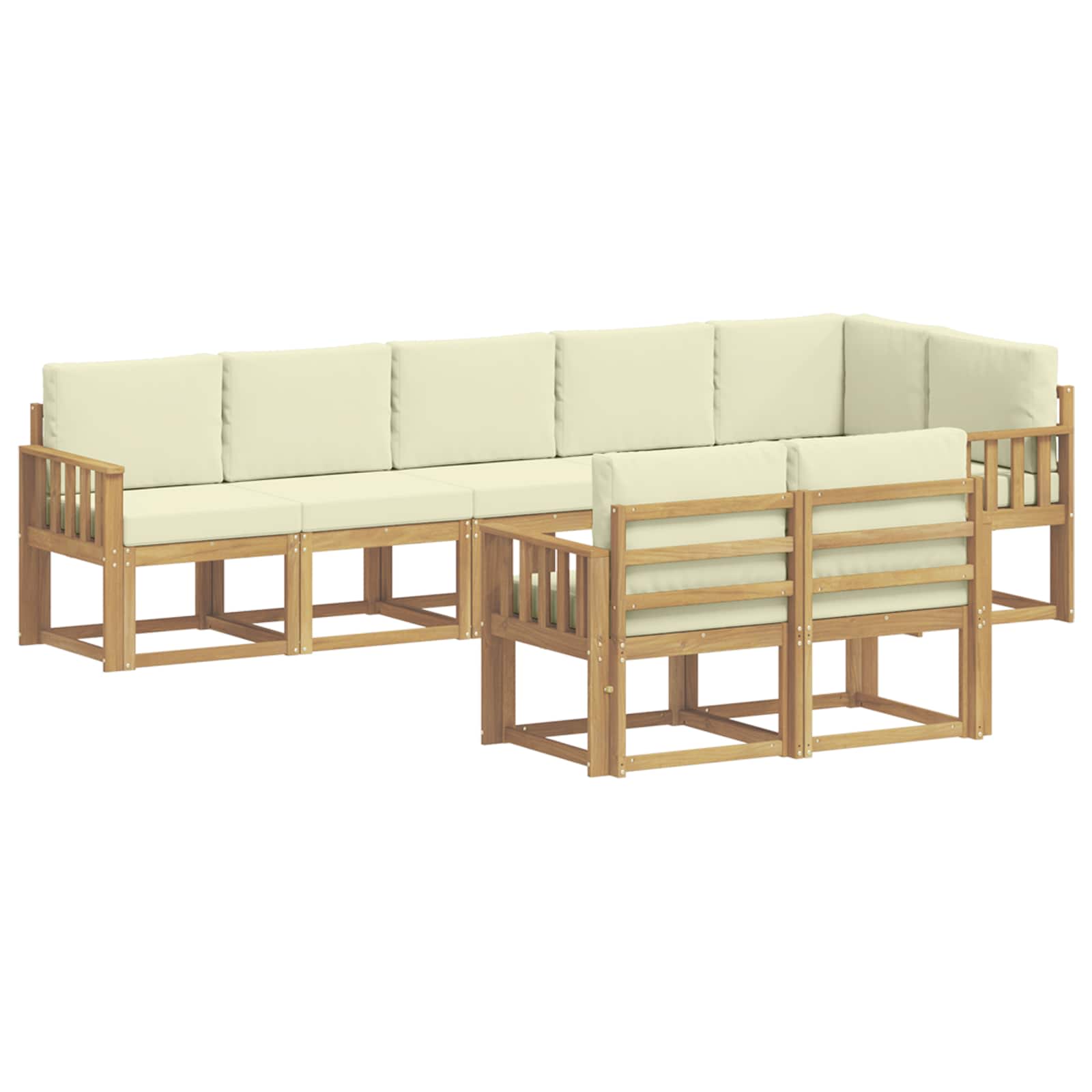 Buiten bankenset met kussen 8 pcs Wit en crèmekleurig Polyester is nu te koop bij PeponiXL, paradijselijk wonen!
