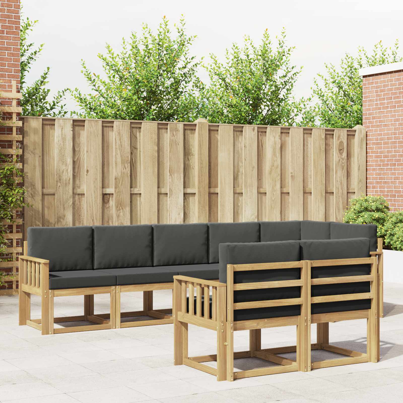 Buiten bankenset 8 pcs Wit en antracietkleurig Polyester is nu te koop bij PeponiXL, paradijselijk wonen!