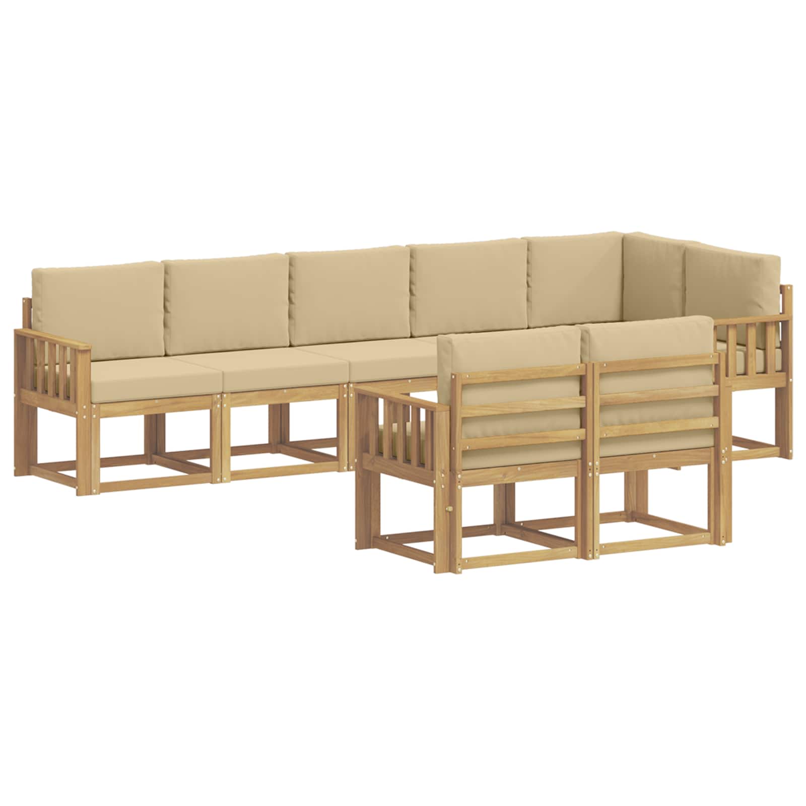 Buiten bankenset met kussen 8 pcs Wit en Beige Polyester is nu te koop bij PeponiXL, paradijselijk wonen!
