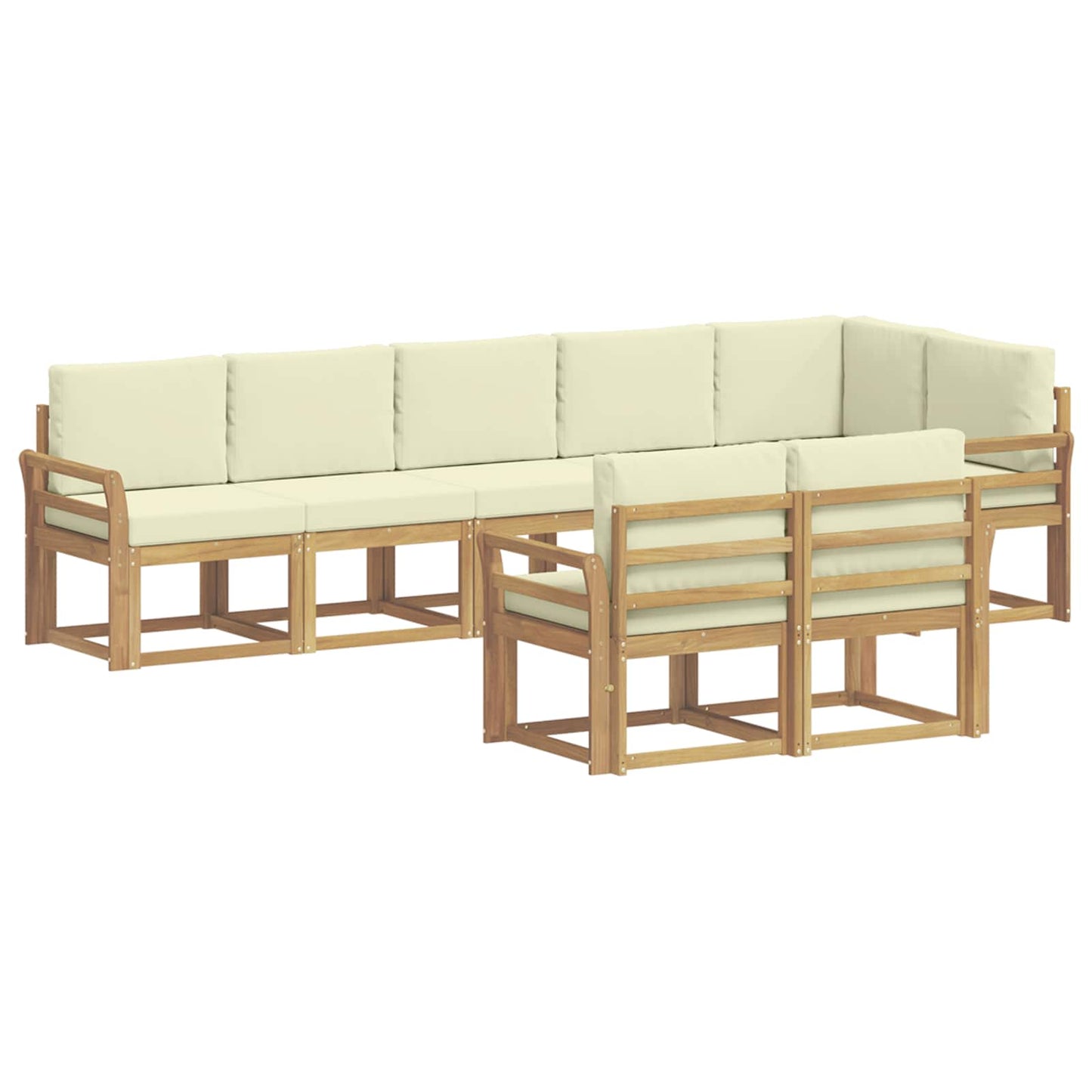Buiten bankenset met kussen 8 pcs Wit en crèmekleurig Polyester is nu te koop bij PeponiXL, paradijselijk wonen!